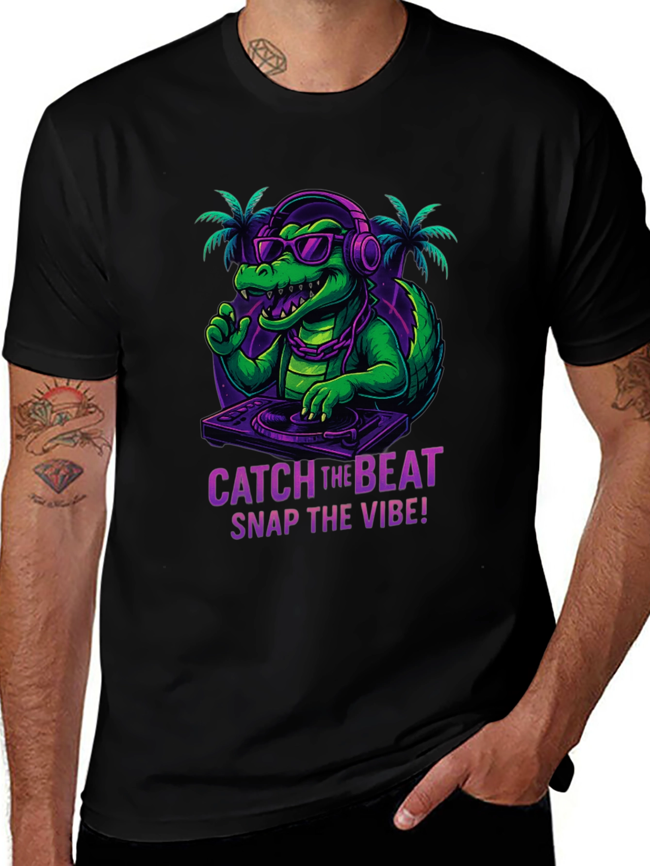 Variant 27 of Cool Alligator DJ Graphic Tee