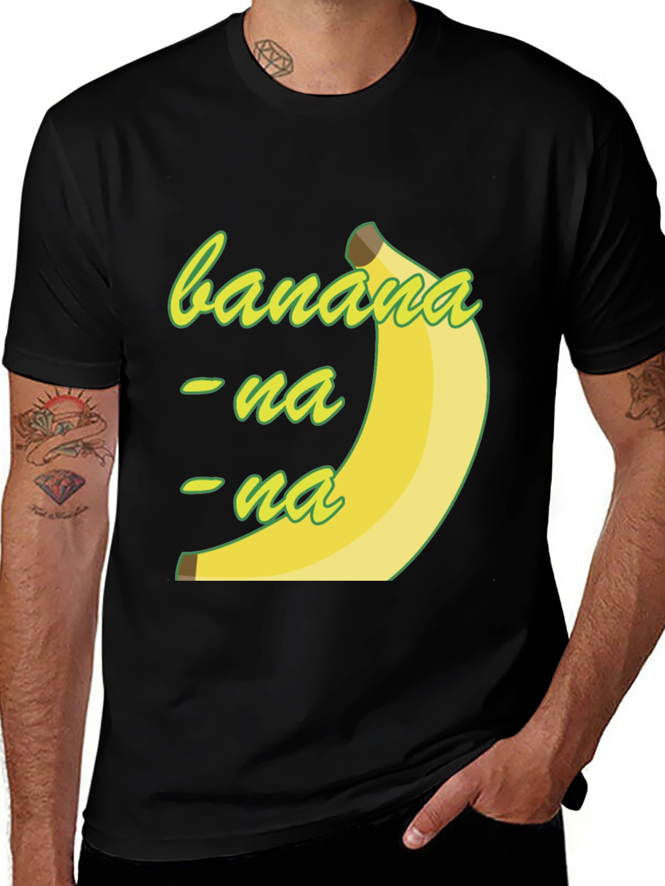 Variant 5 of Banana-na-na Men's Black Graphic T-Shirt