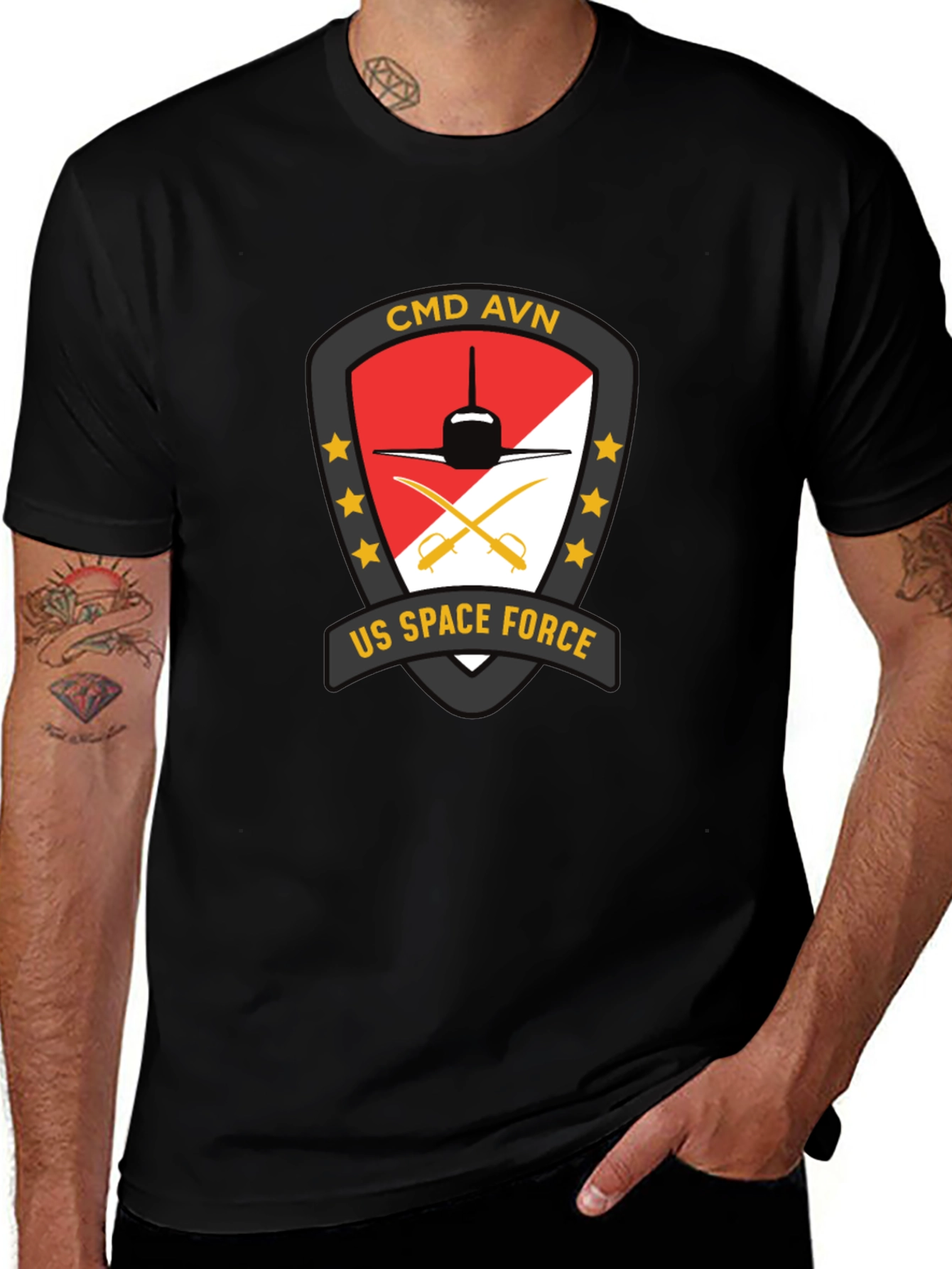 Variant 26 of CMD AVN US Space Force Black T-Shirt