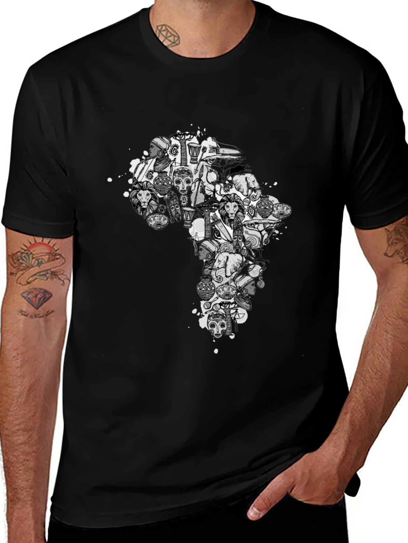 Variant 18 of African Art Print Black T-Shirt
