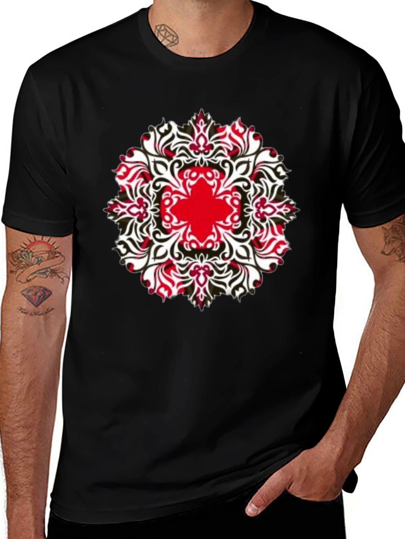 Variant 23 of Geometric Mandala Graphic Tee - Black