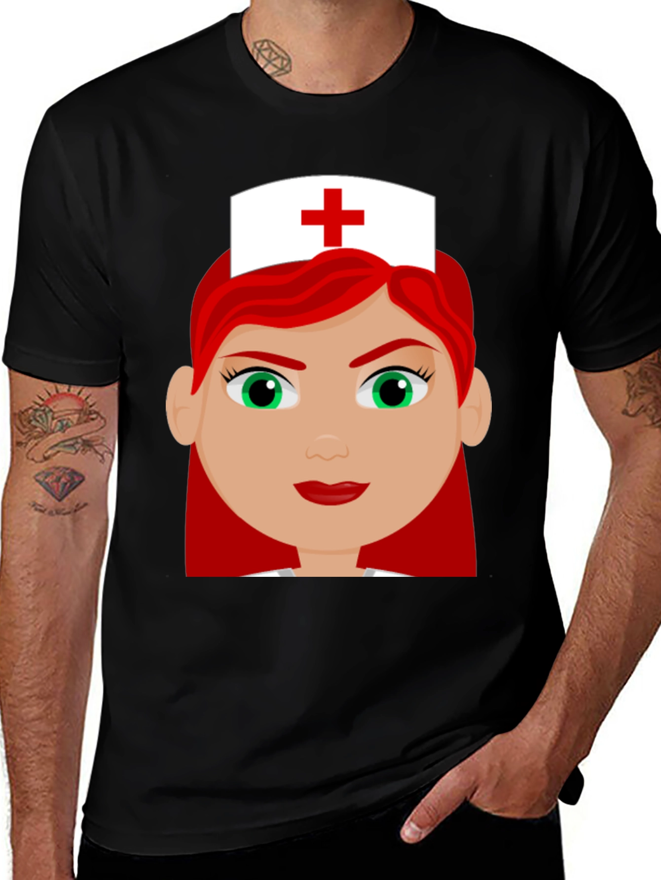 Variant 3 of Nurse Cartoon Graphic Print T-Shirt