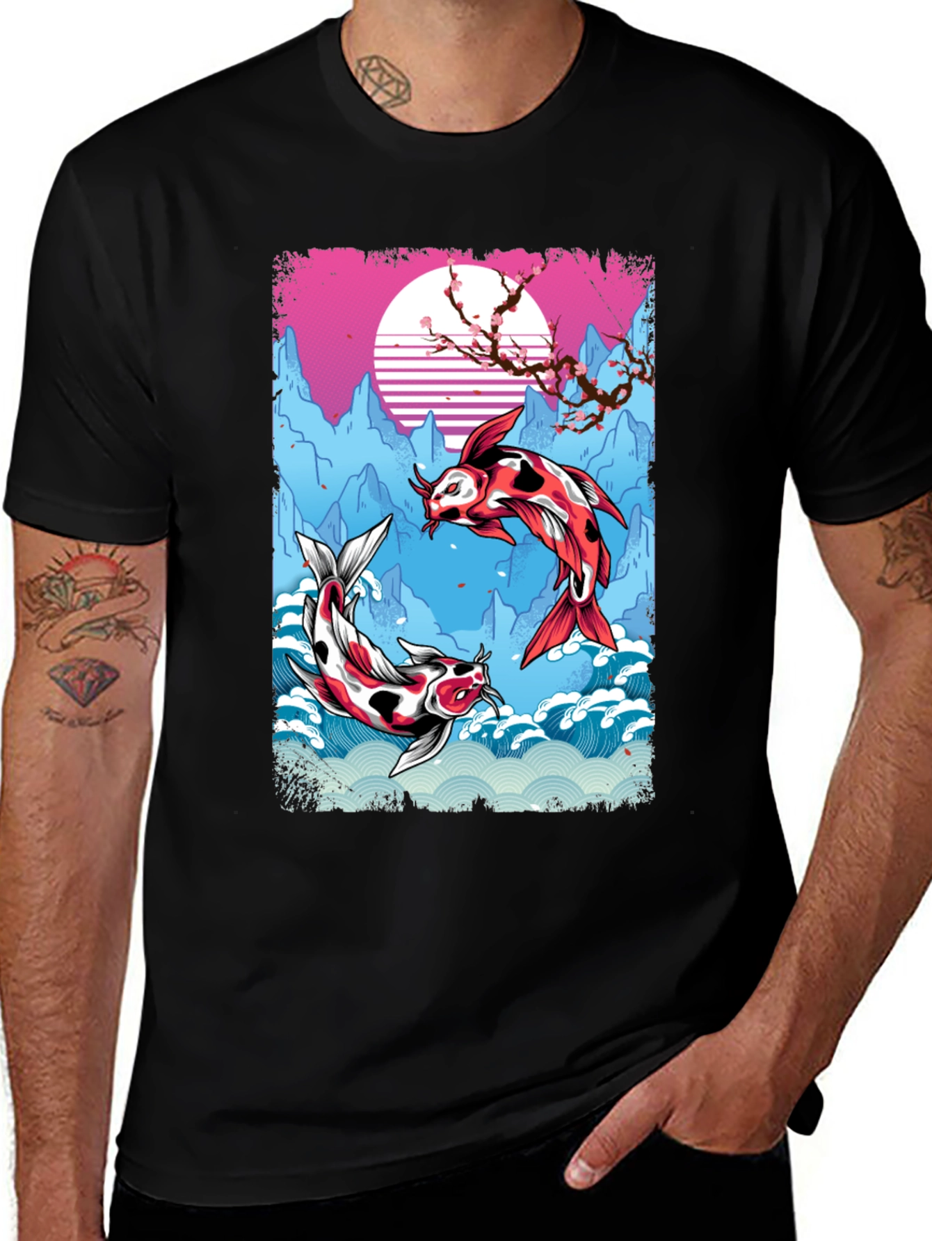 Variant 27 of Koi Fish Graphic Tee - Japanese Art Shirt