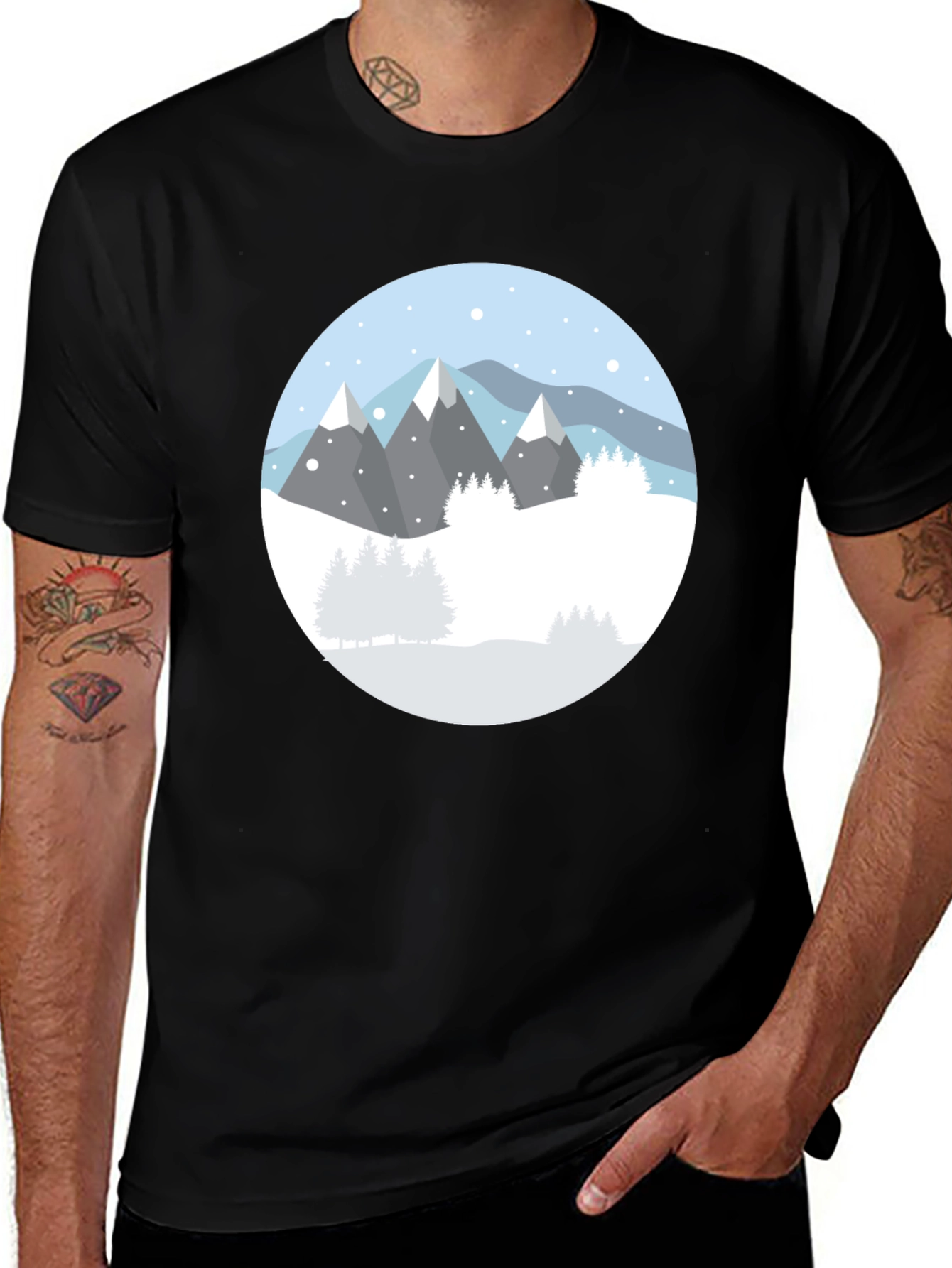Variant 27 of Mountain Scene Black T-Shirt