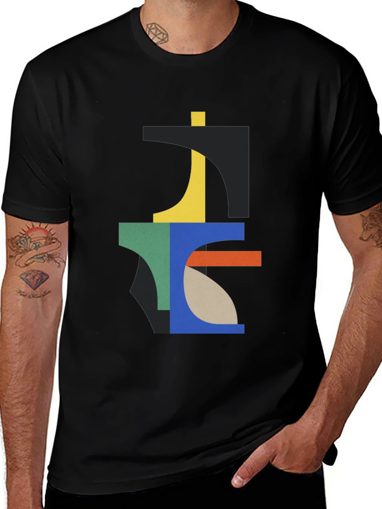 Variant 17 of Abstract Geometric Art Black T-Shirt