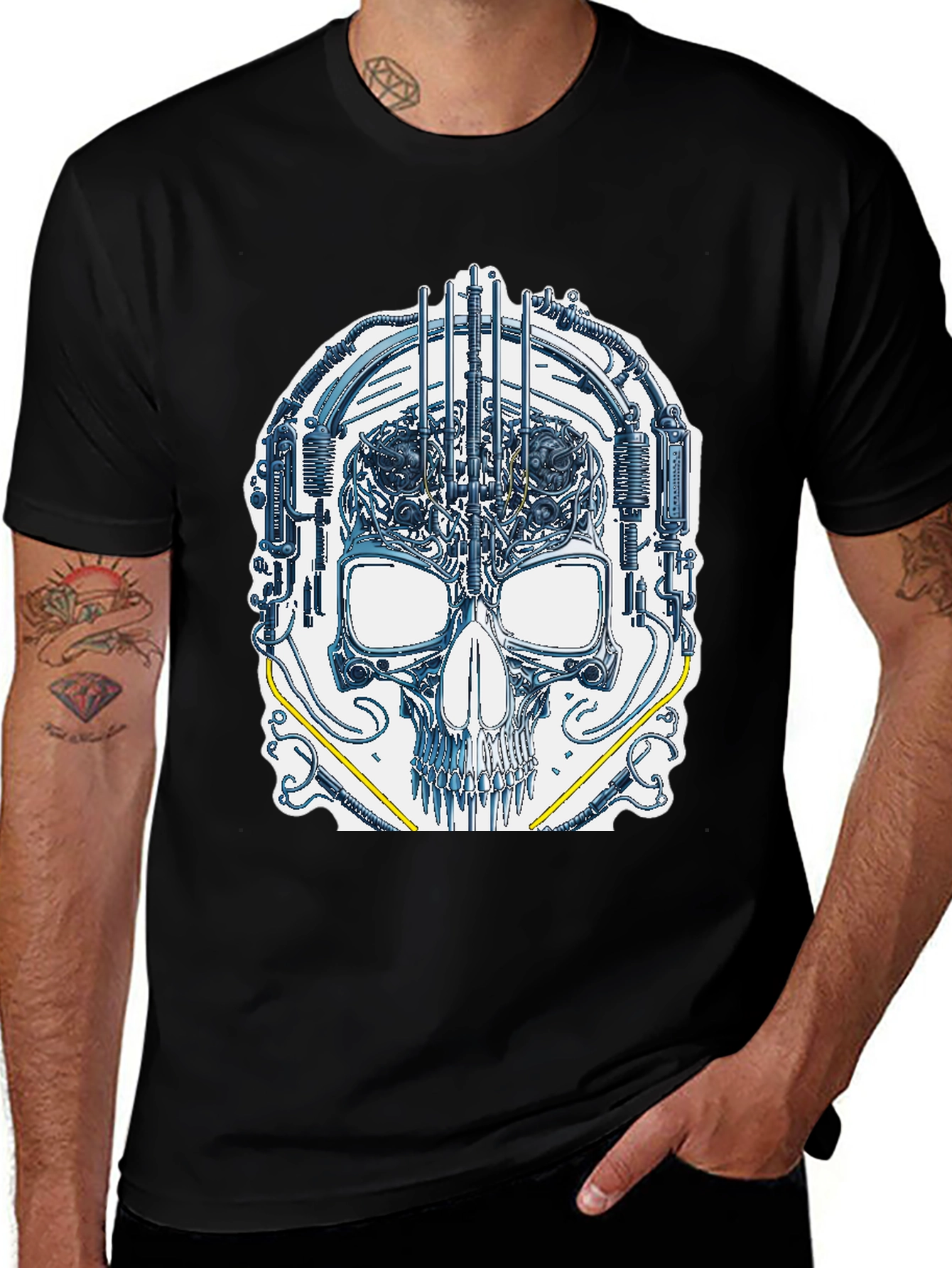 Variant 8 of Cyber Skull Graphic T-Shirt - Unique Design