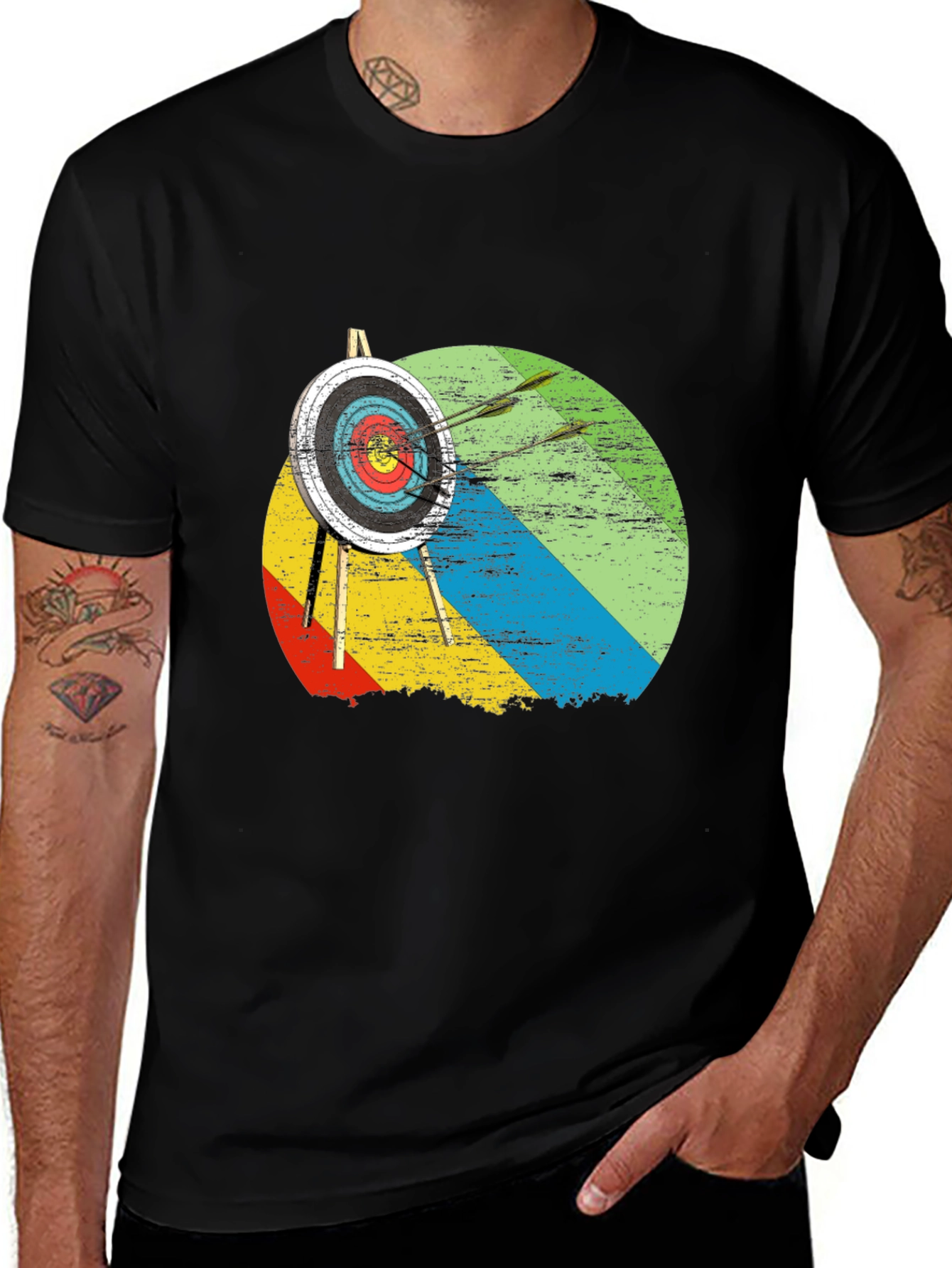 Variant 7 of Archery Target Graphic Tee - Retro Style