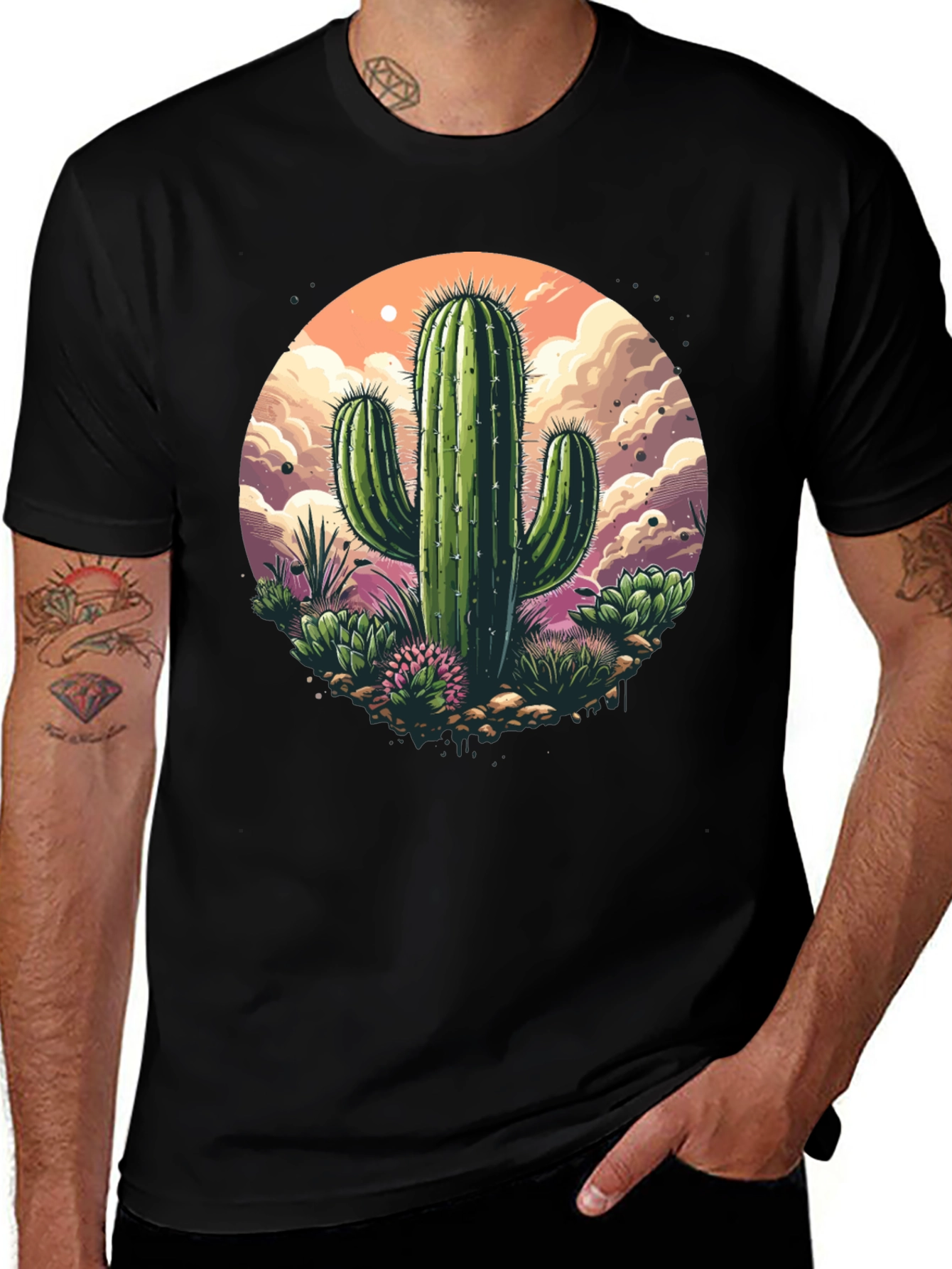 Variant 11 of Cactus Graphic T-Shirt - Desert Scene