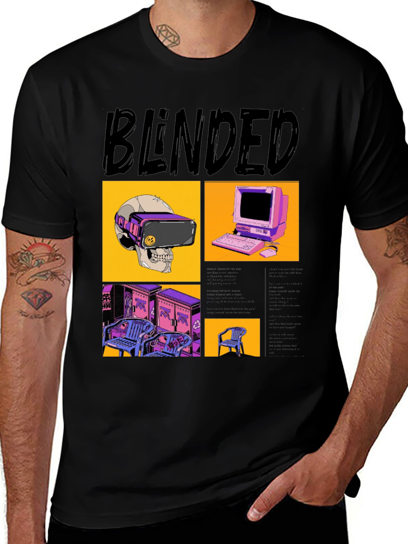 Variant 26 of Blinded Graphic T-Shirt: VR, Retro Tech Design