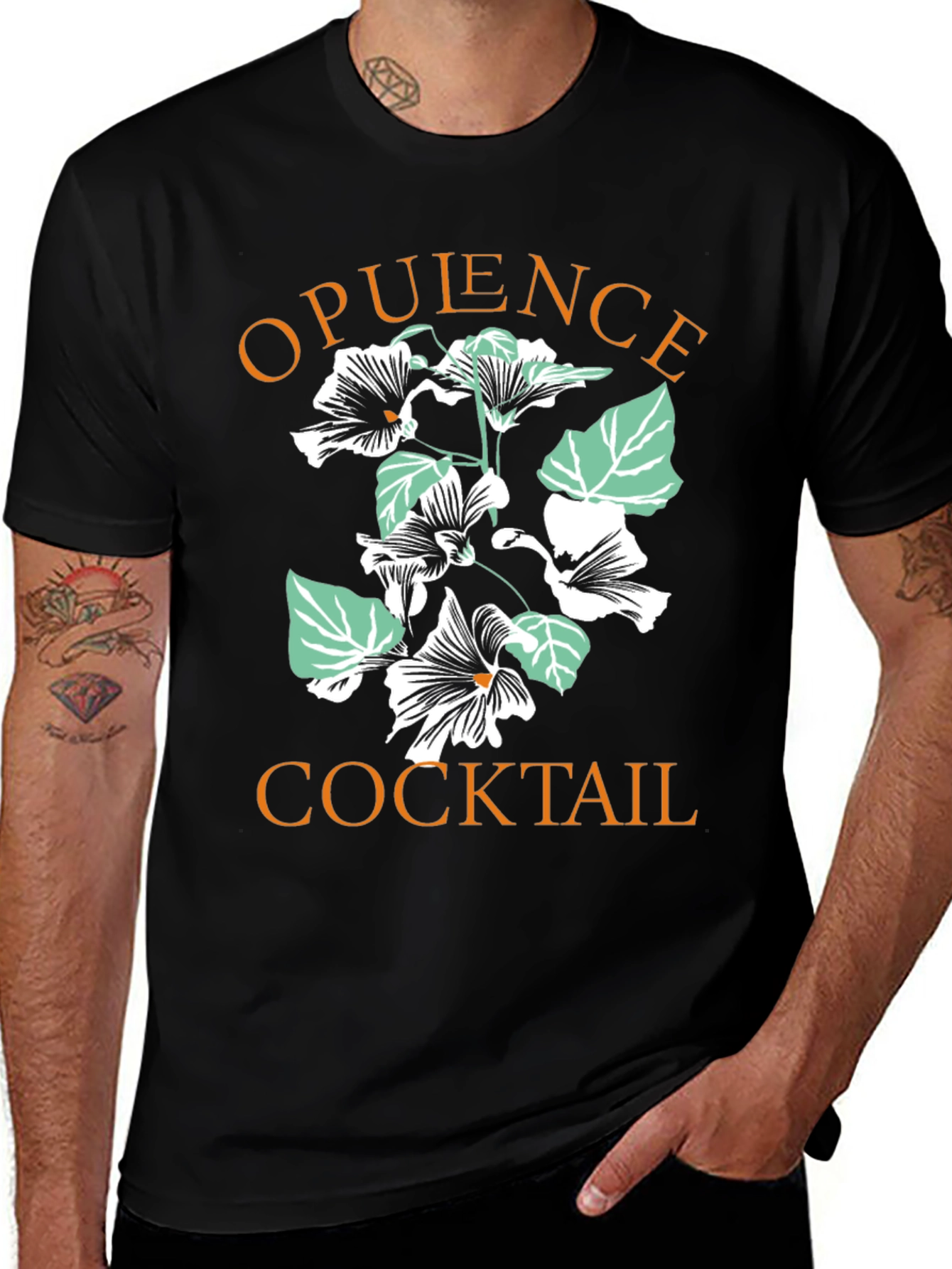 Variant 13 of Opulence Cocktail Graphic Tee - Black Cotton T-Shirt