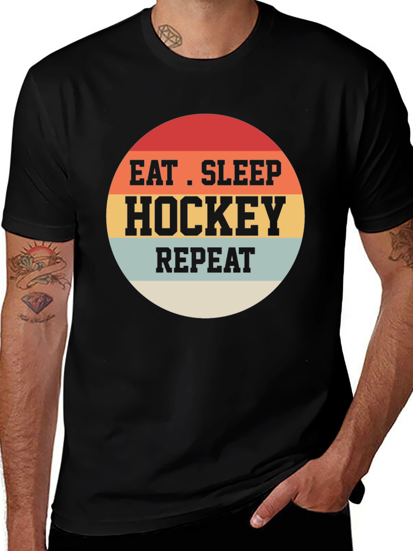 Variant 21 of Eat Sleep Hockey Repeat T-Shirt