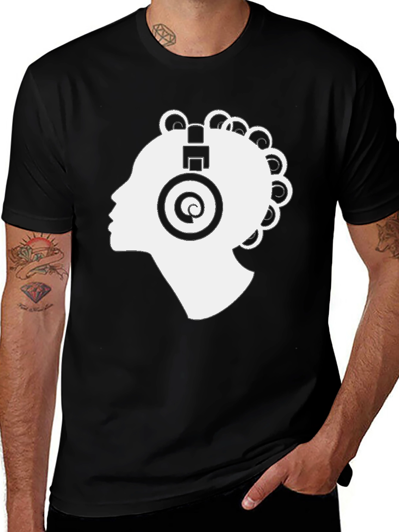 Variant 25 of Stylish Black T-Shirt with White Headphone Graphic