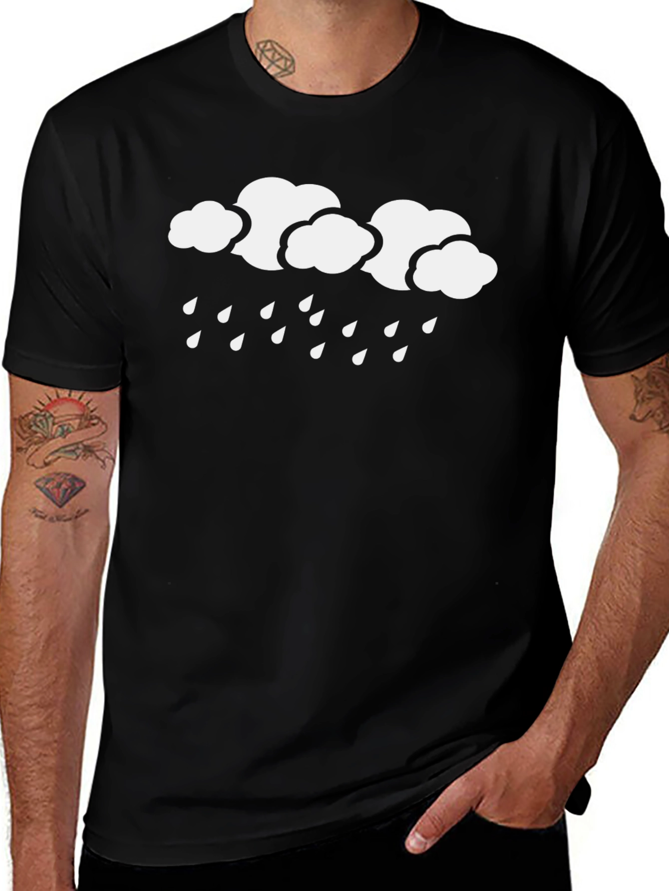 Variant 26 of Rainy Day Black Cotton Graphic Tee