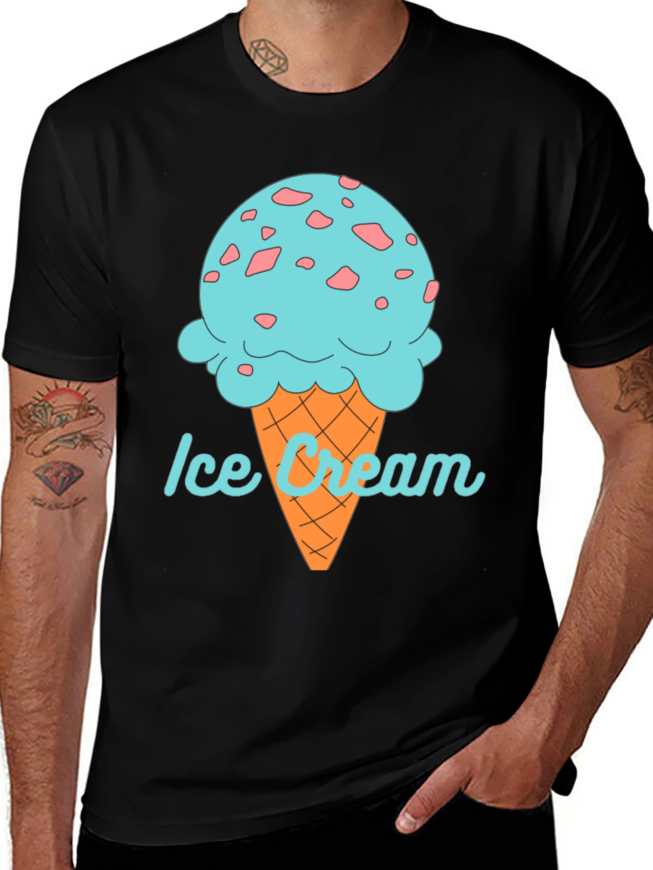 Variant 26 of Fun Ice Cream Graphic Tee - Black Casual Shirt
