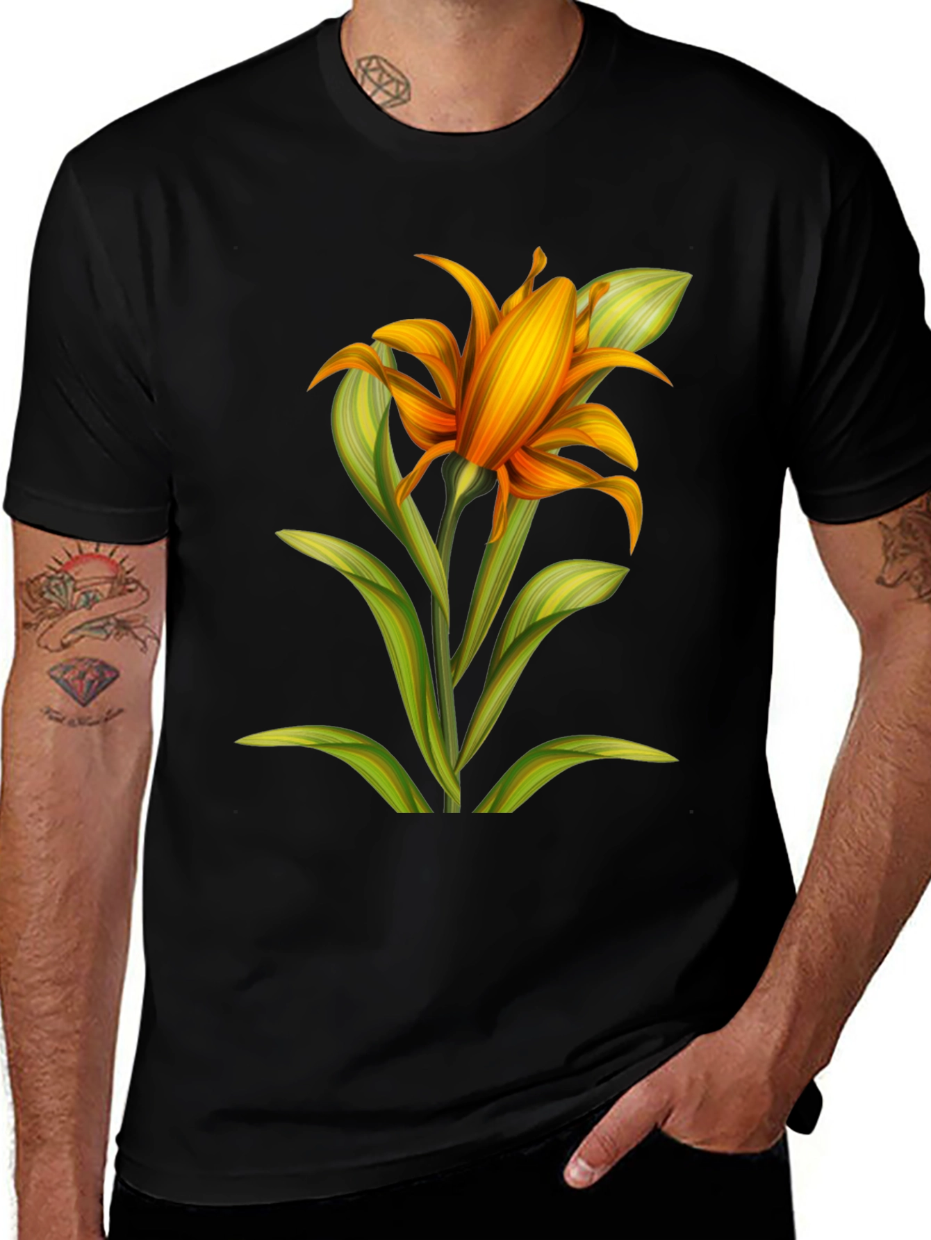 Variant 25 of Floral Graphic Black T-Shirt
