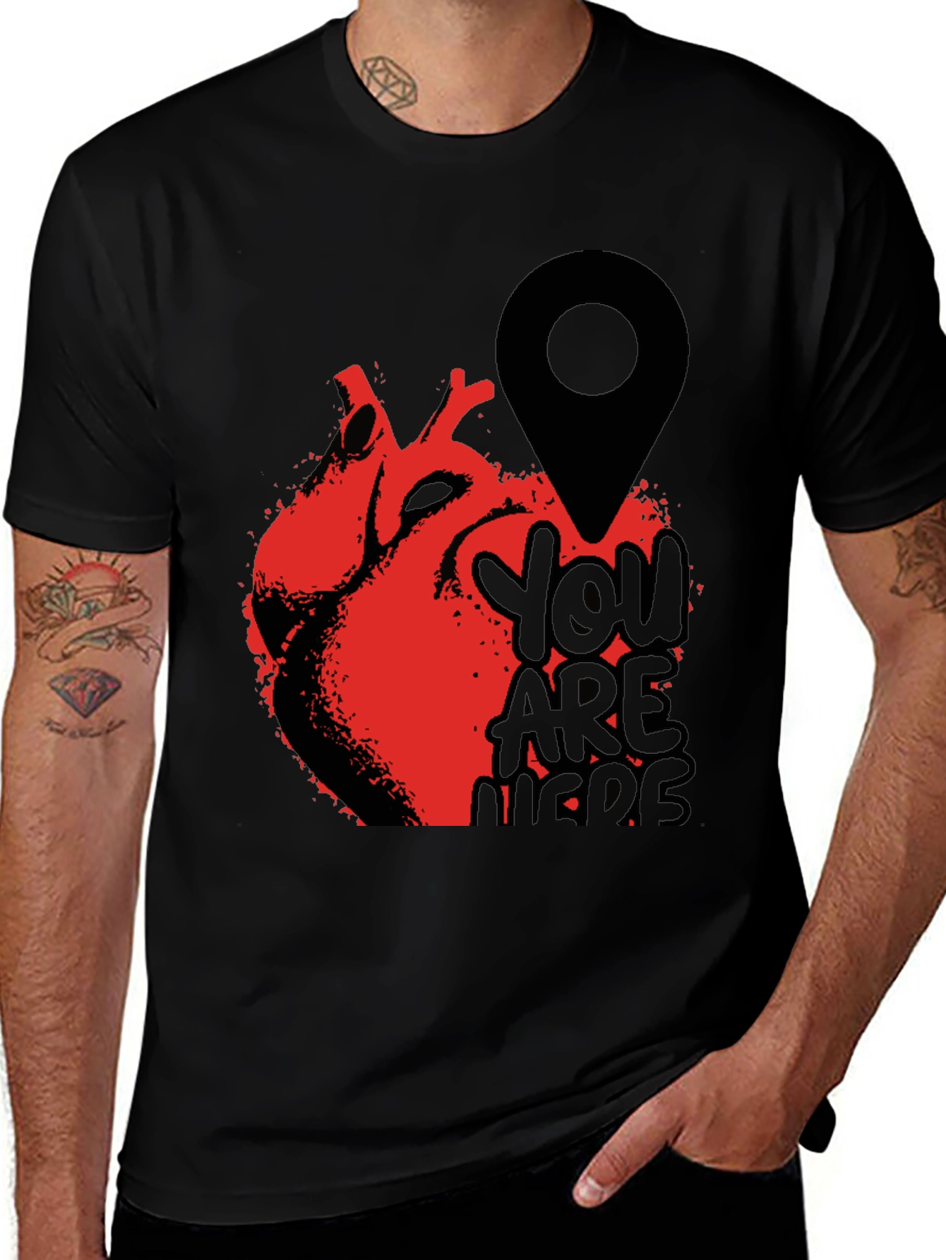 Variant 15 of Heart Location T-Shirt - You Are Here Graphic Tee