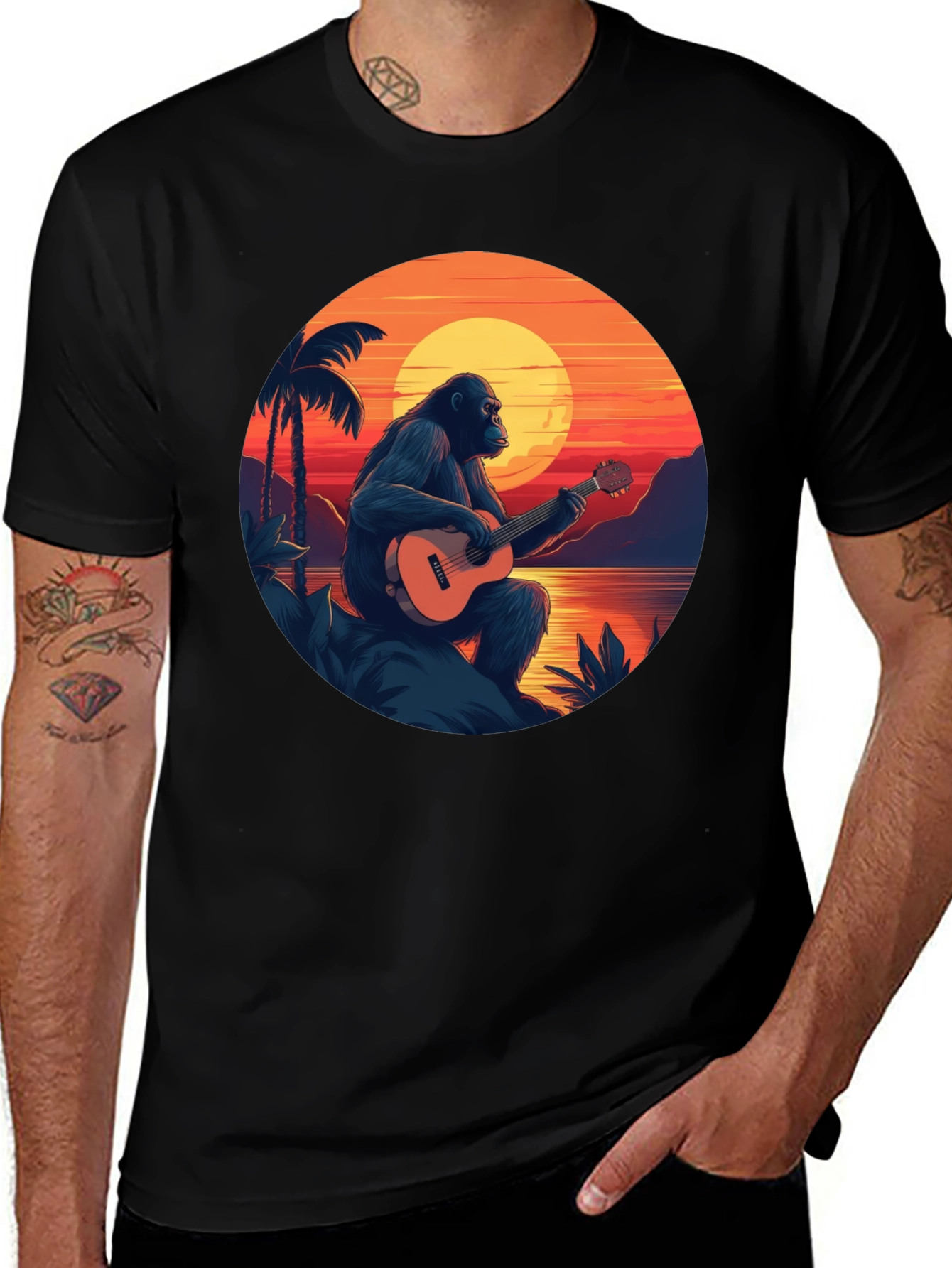 Variant 15 of Ape Guitar Sunset Graphic T-Shirt