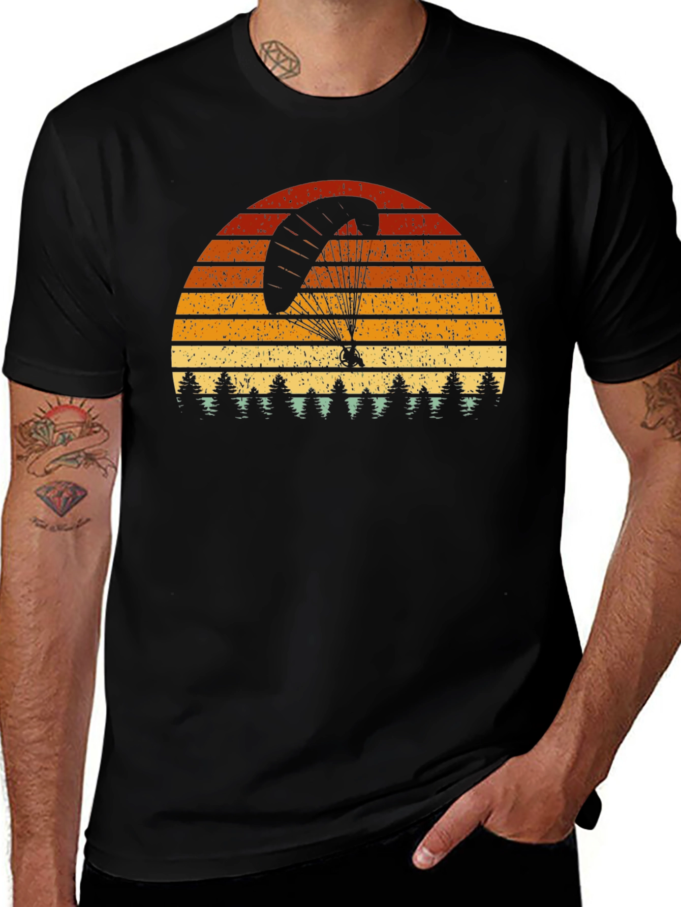 Variant 5 of Paragliding Sunset Graphic Tee - Adventure Awaits!