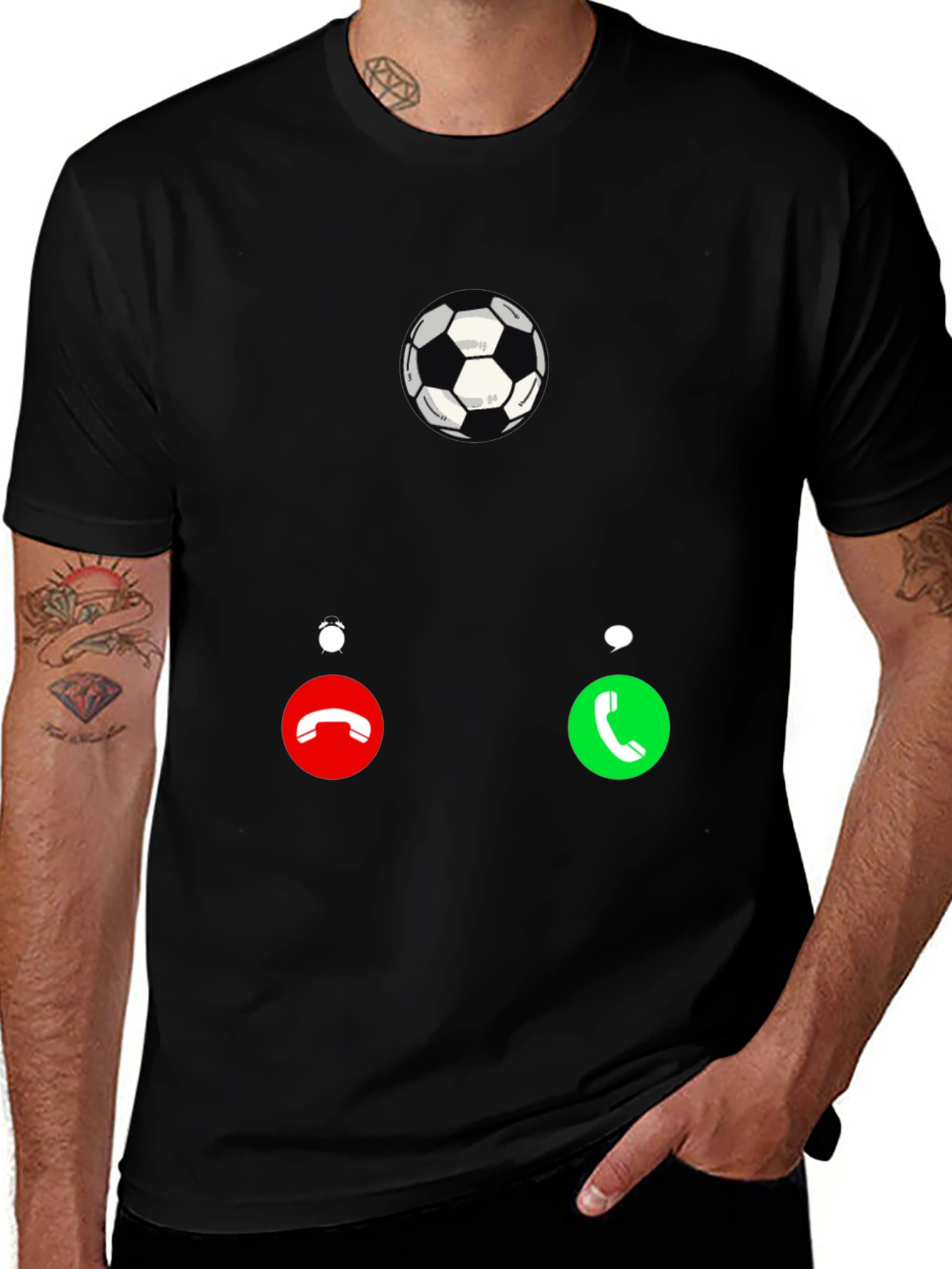 Variant 25 of Soccer Calling T-Shirt - Black Graphic Tee