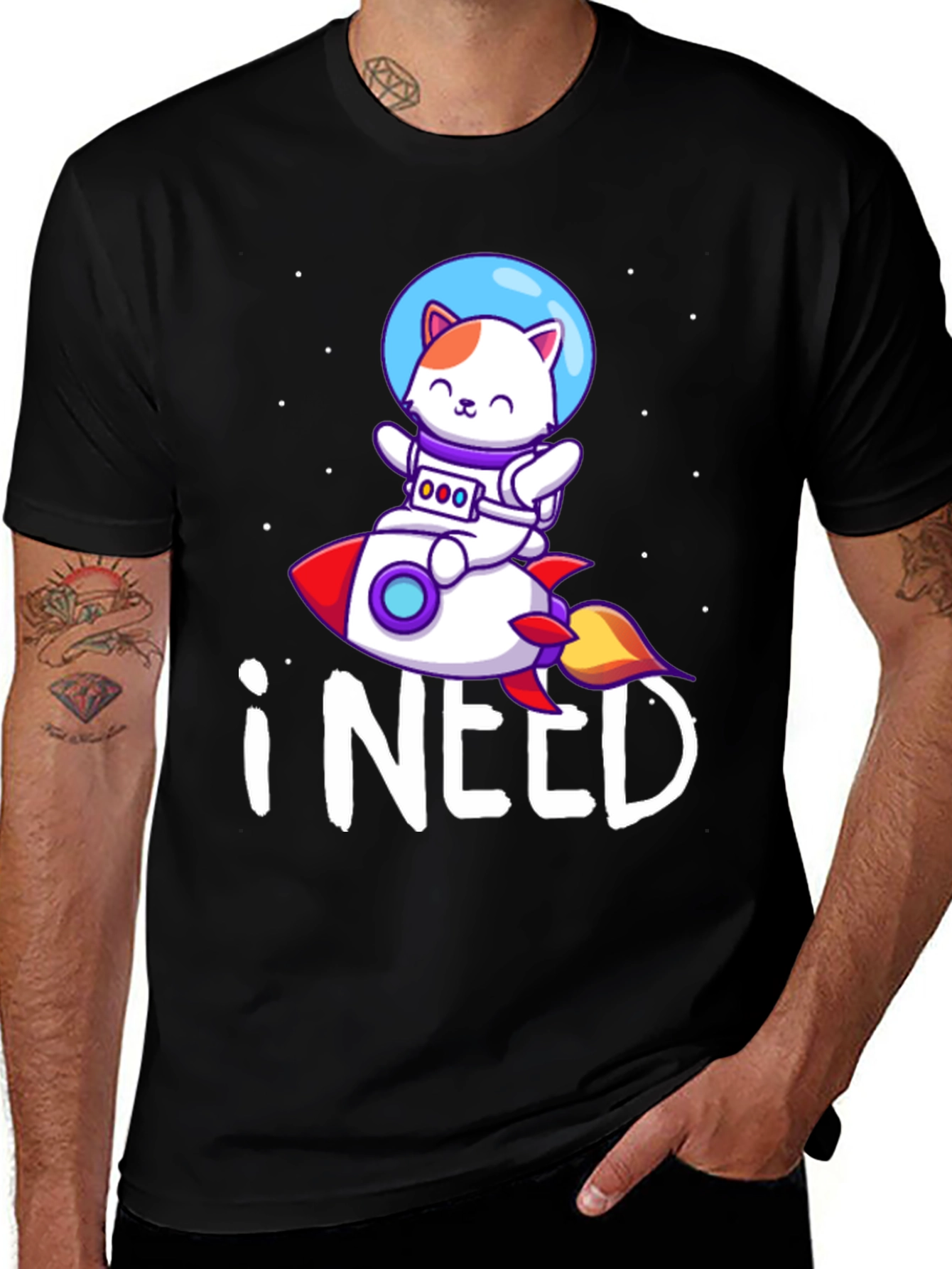 Variant 2 of Astronaut Cat Rocket T-Shirt