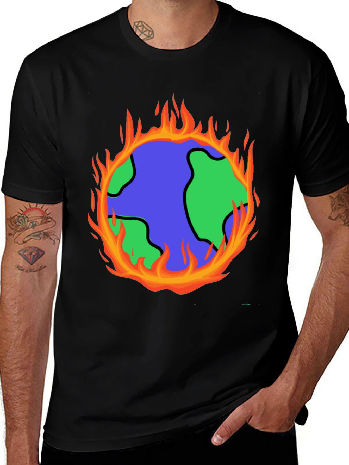 Variant 7 of Global Warming T-Shirt - Earth on Fire Graphic Tee