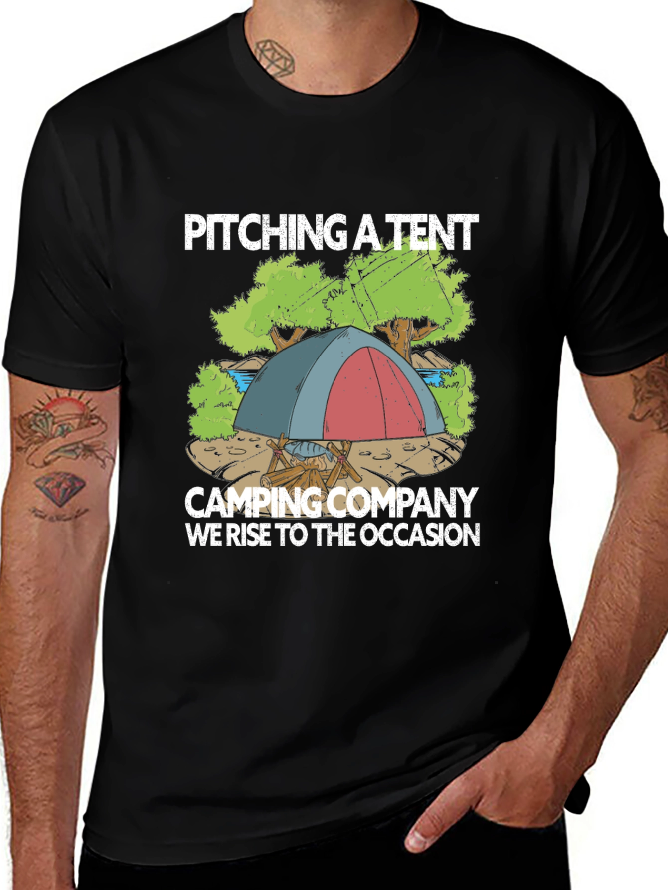 Variant 12 of Camping Company T-Shirt: Pitching a Tent Design