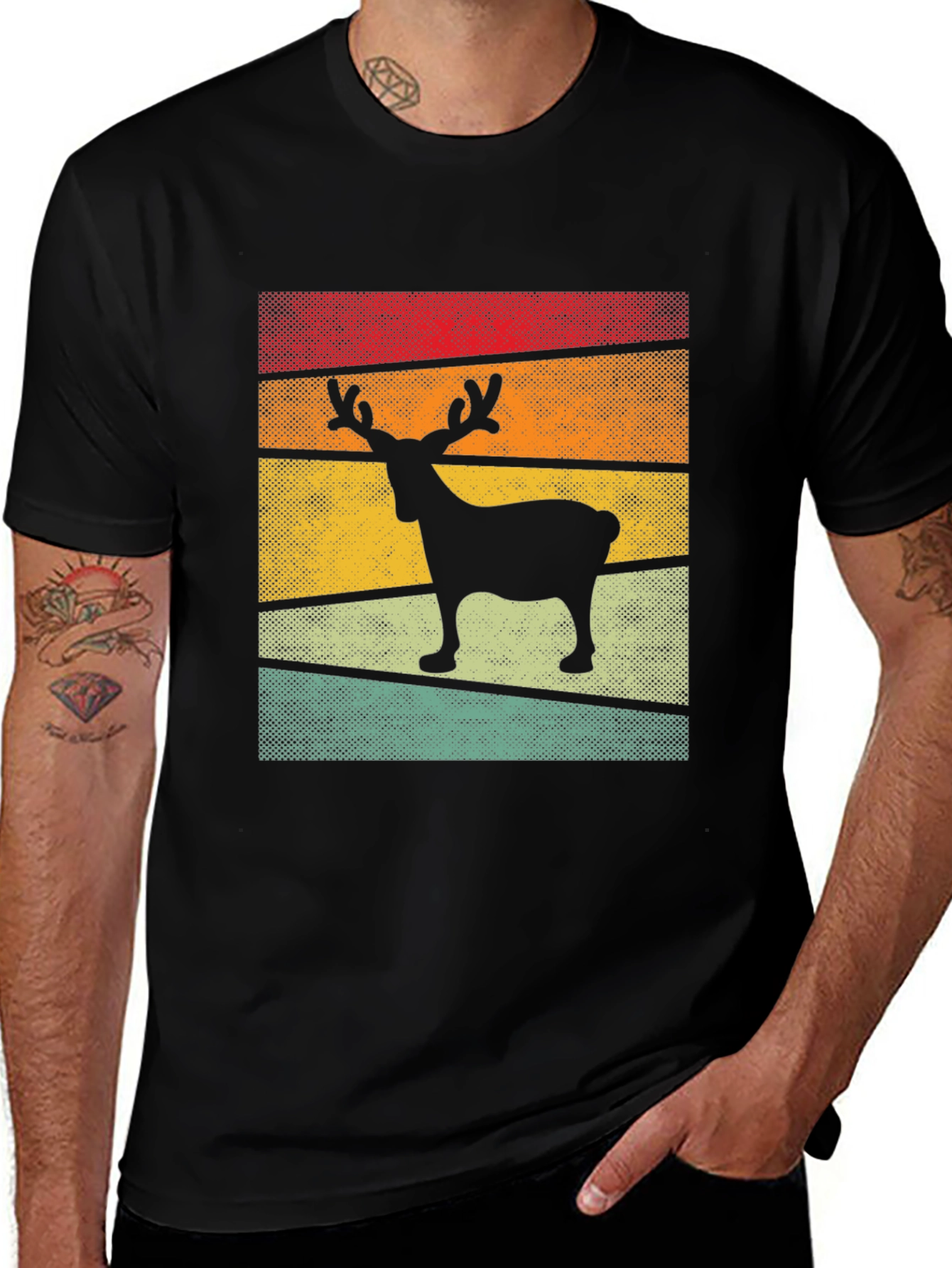 Variant 11 of Retro Reindeer Graphic Tee - Stylish Comfort