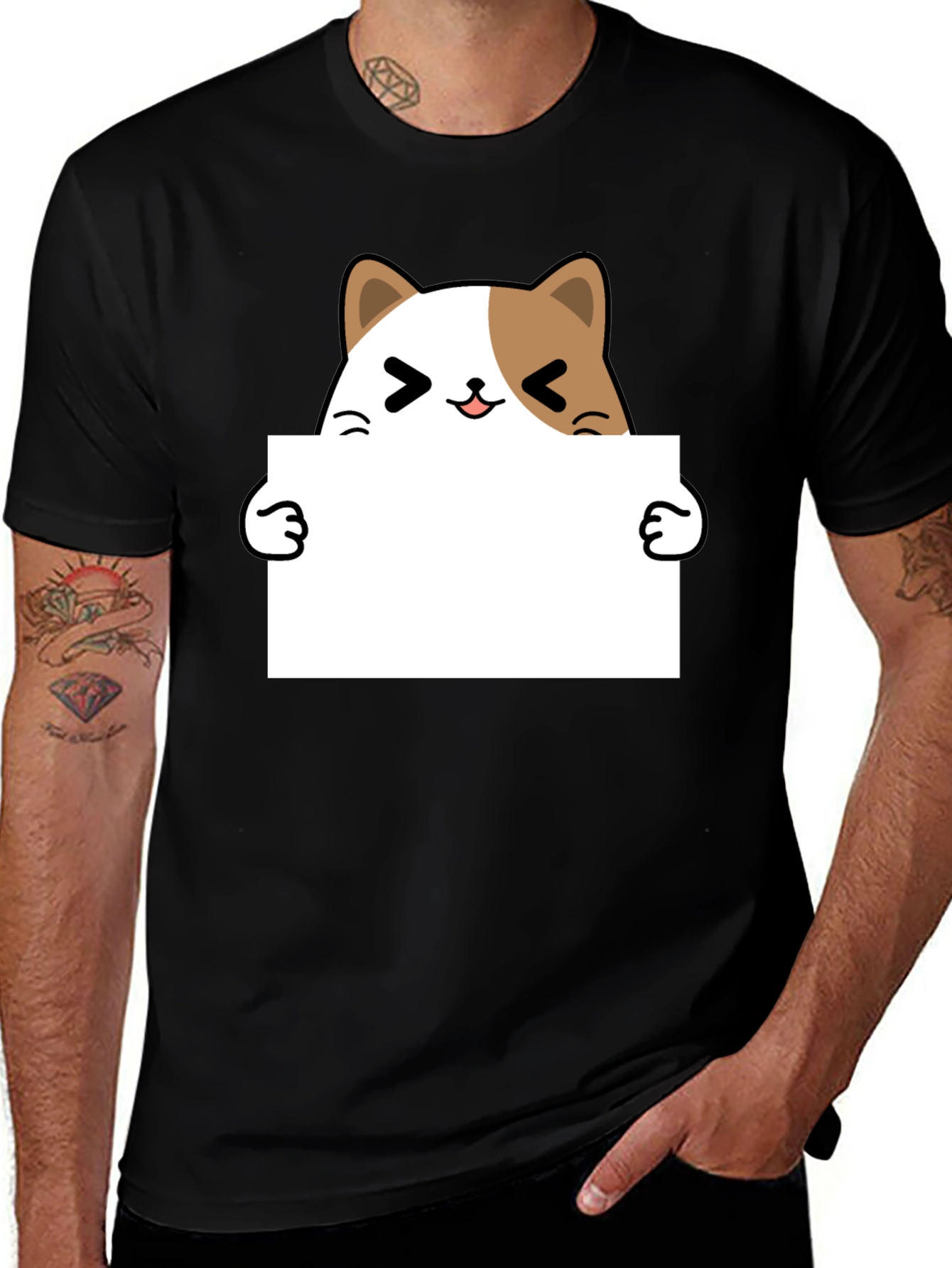 Variant 25 of Cute Cat Holding Sign Graphic T-Shirt