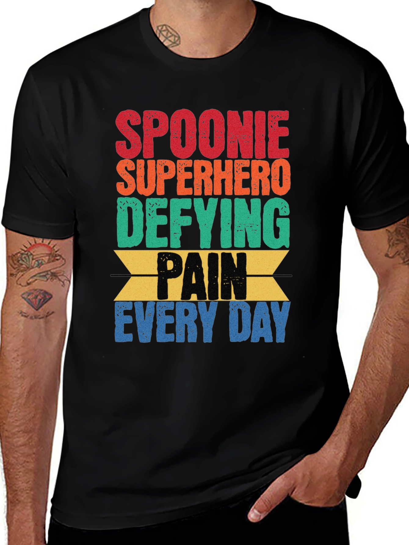 Variant 16 of Spoonie Superhero Graphic T-Shirt - Chronic Pain Awareness Tee
