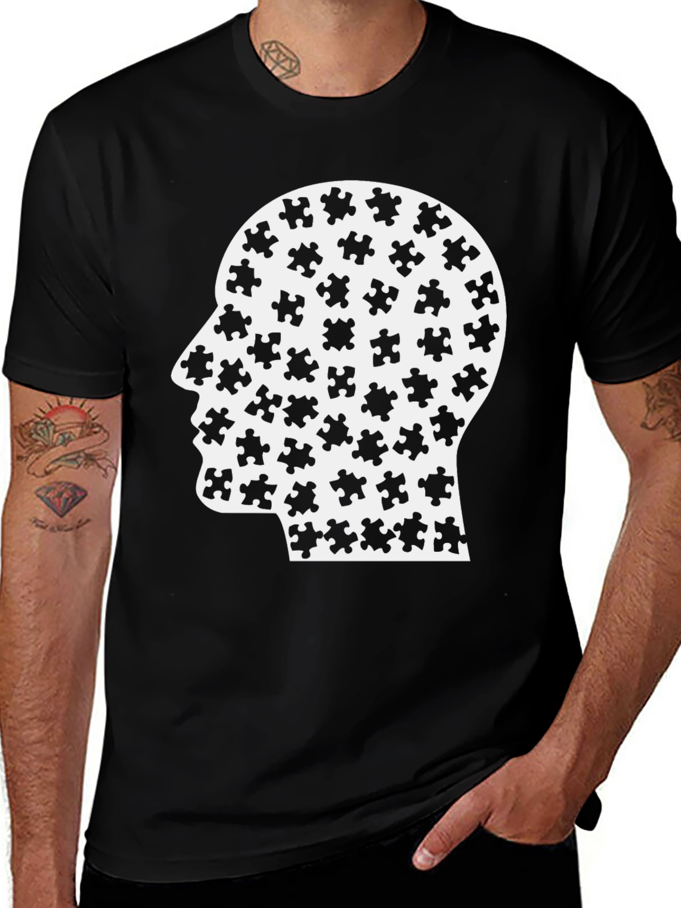 Variant 3 of Puzzle Mind T-Shirt - Black Graphic Tee