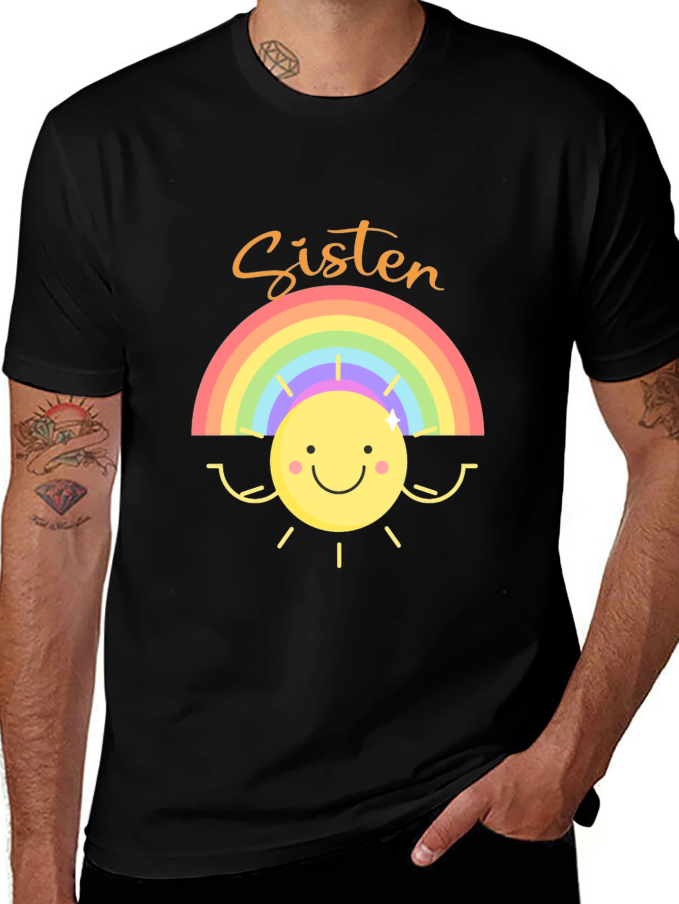 Variant 10 of Sister Rainbow Graphic T-Shirt - Cute Family Tee