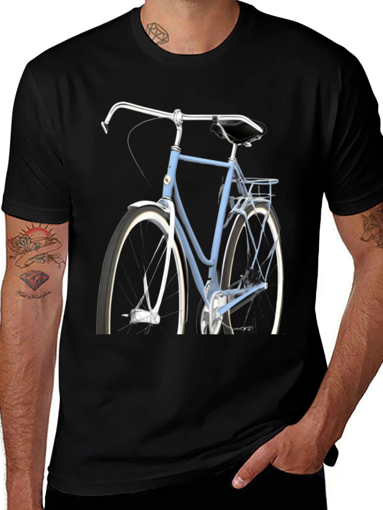 Variant 9 of Vintage Bicycle Graphic Tee - Stylish Men's Black T-Shirt