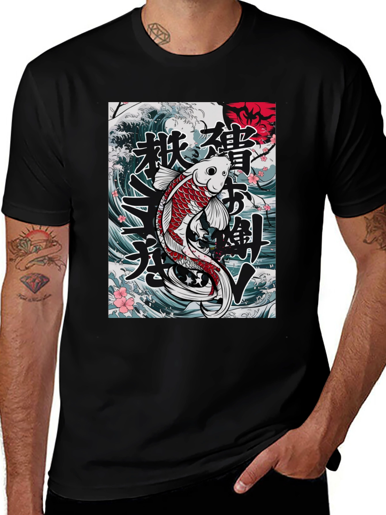 Variant 26 of Koi Fish Graphic Tee - Japanese Style