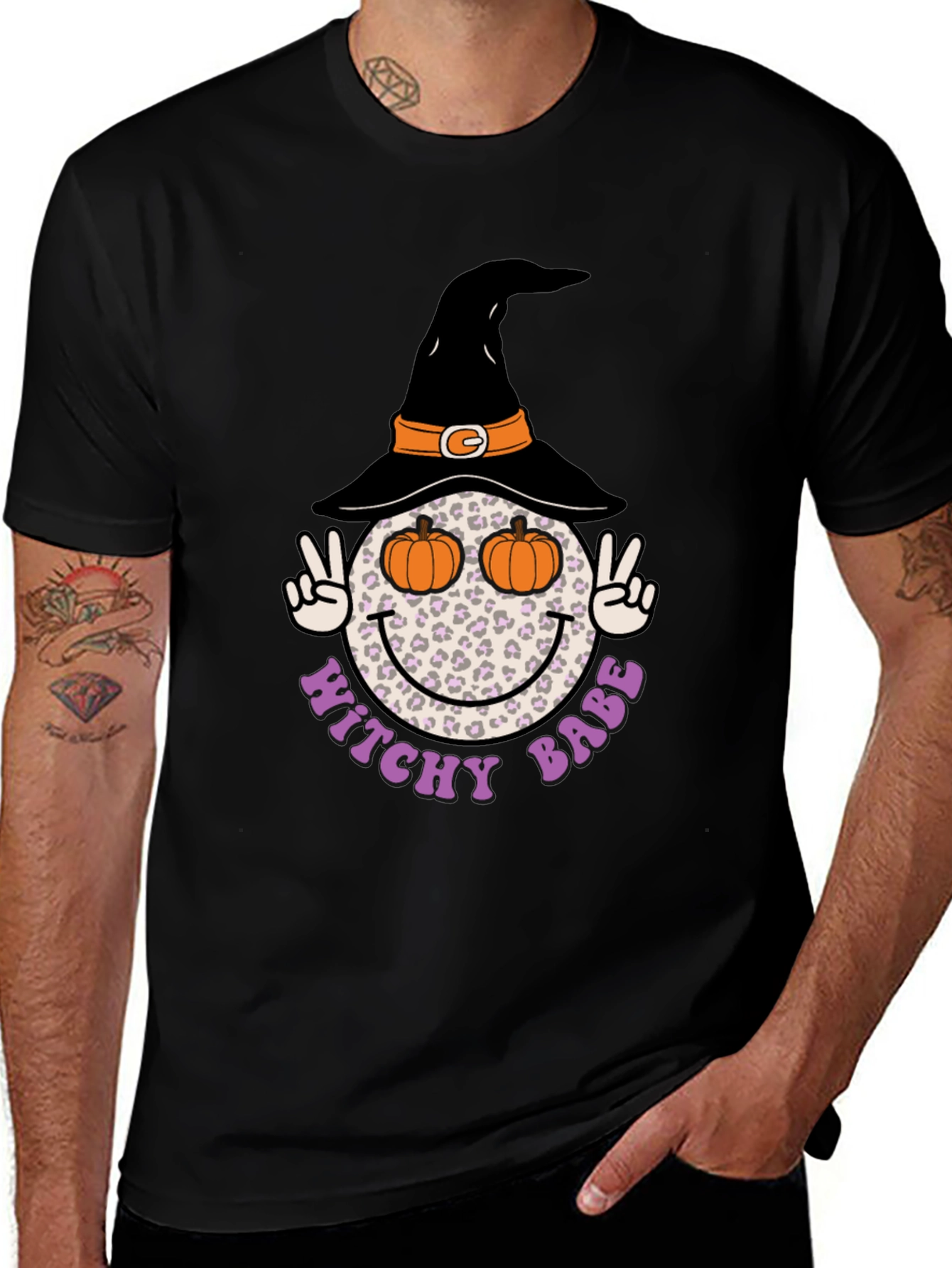 Variant 23 of Witchy Babe Halloween T-Shirt - Leopard Print