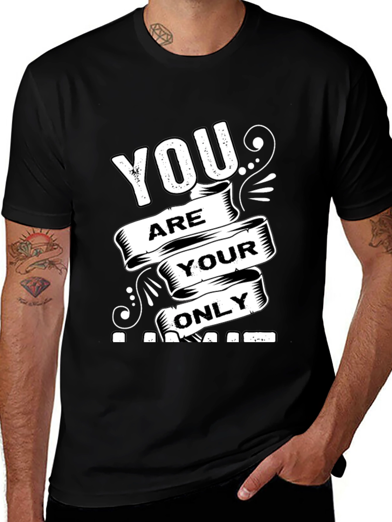 Variant 18 of Motivational Black T-Shirt: You Are Your Only Limit