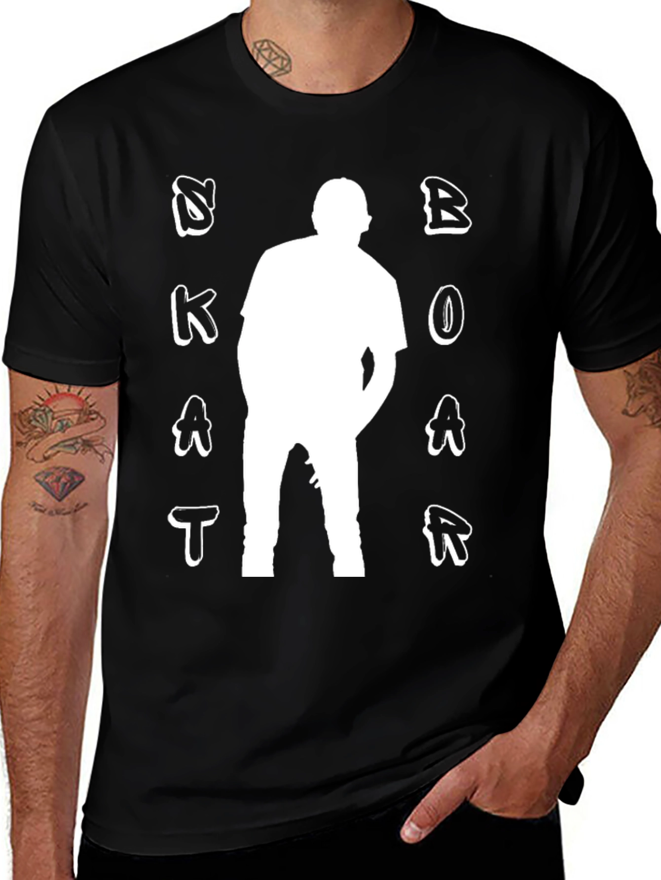 Variant 7 of Skateboarding T-Shirt - Black Graphic Tee