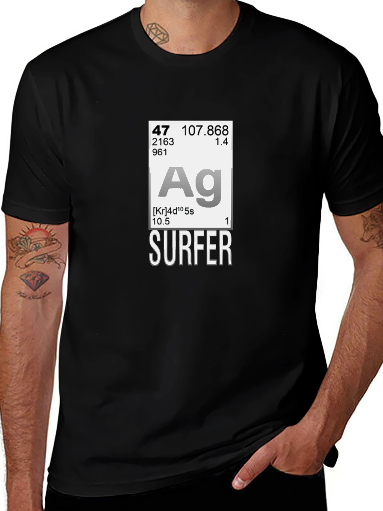 Surfer Periodic Table T-Shirt - Chemistry Element Style