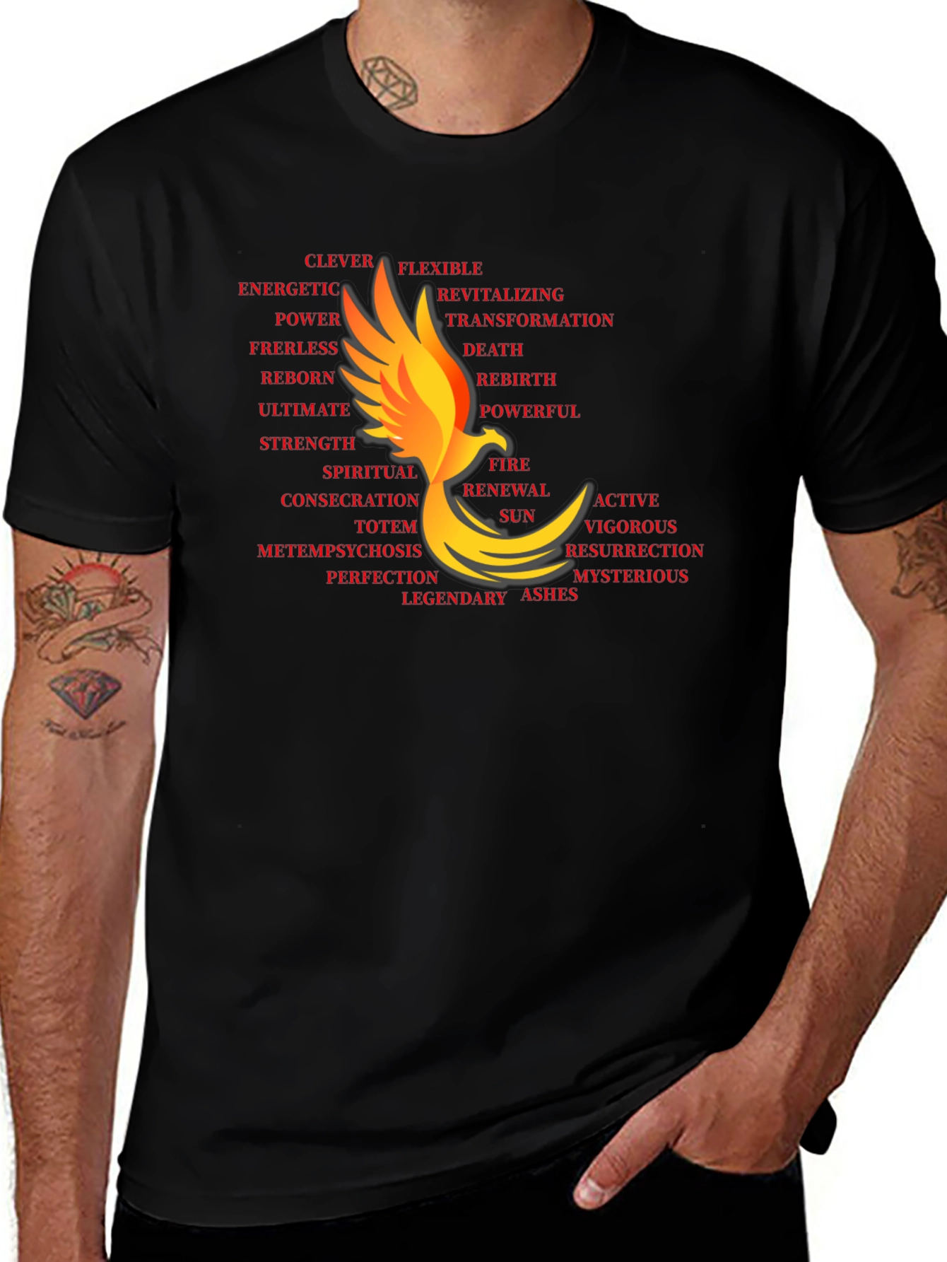Variant 24 of Phoenix Word Art Black T-Shirt