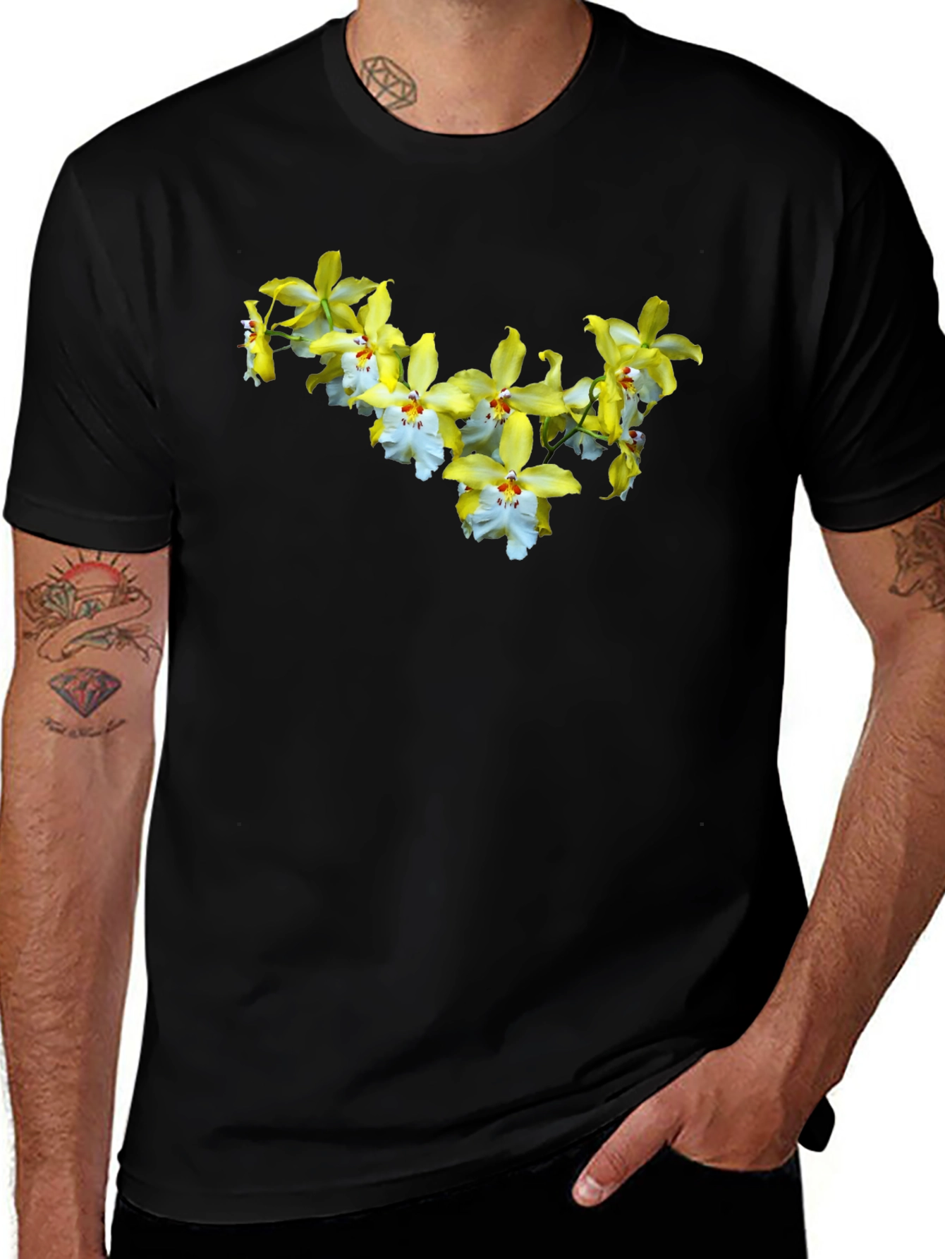 Variant 16 of Floral Print Black Tee