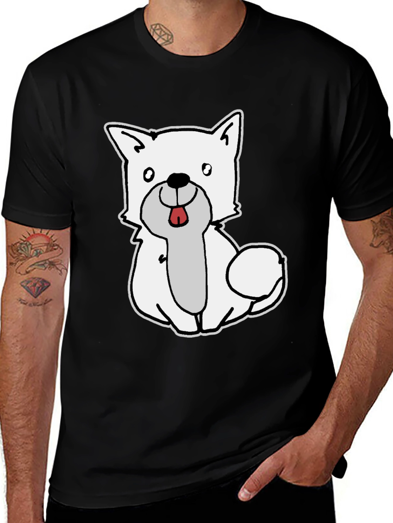 Variant 21 of Cute Dog Graphic Black T-Shirt