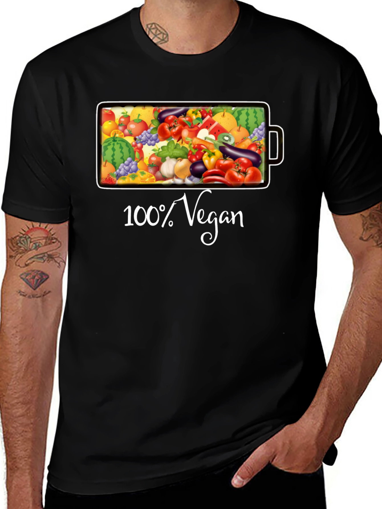 Variant 21 of 100% Vegan Black Graphic T-Shirt