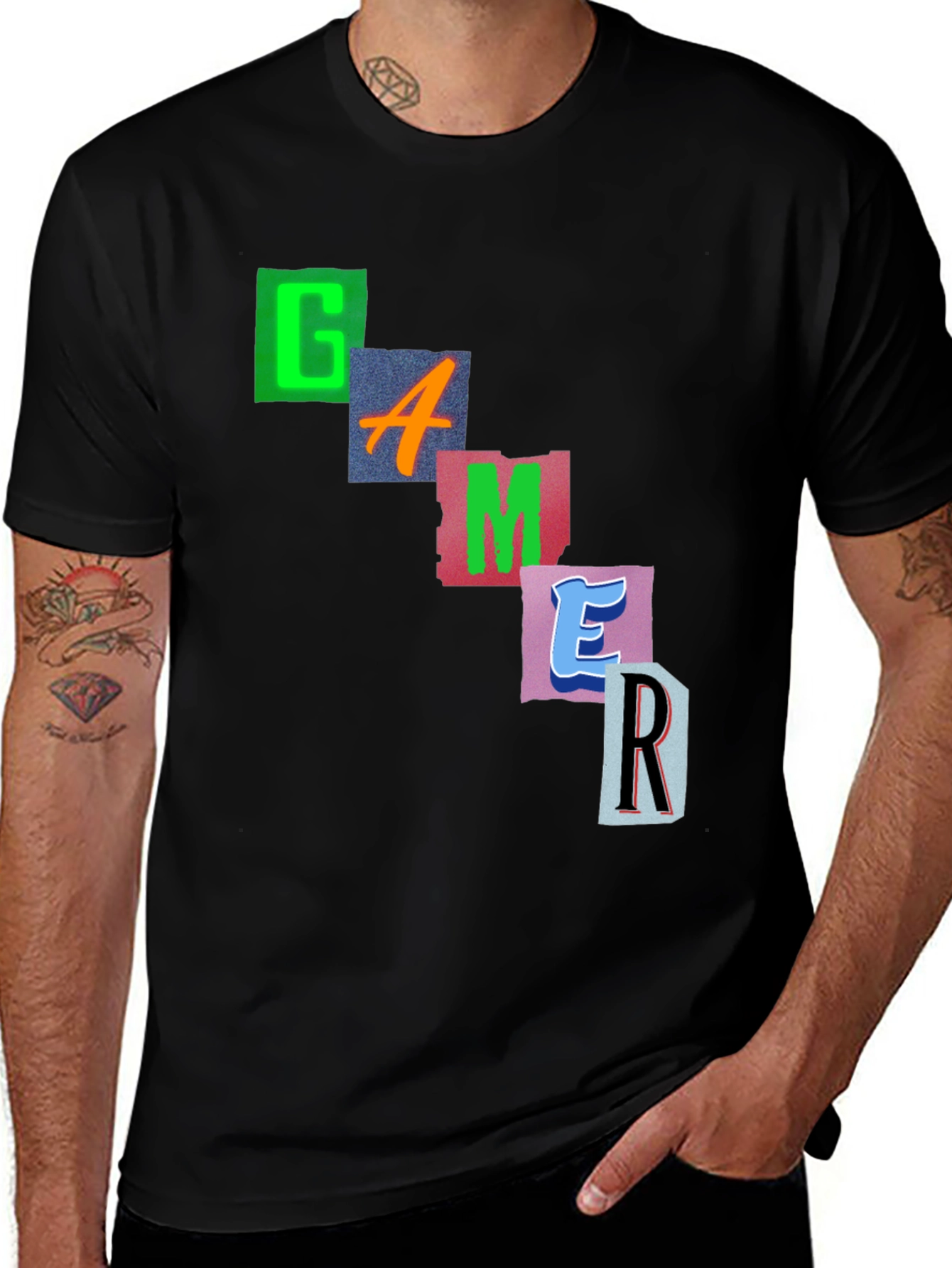 Variant 3 of Gamer Graphic Print Black T-Shirt