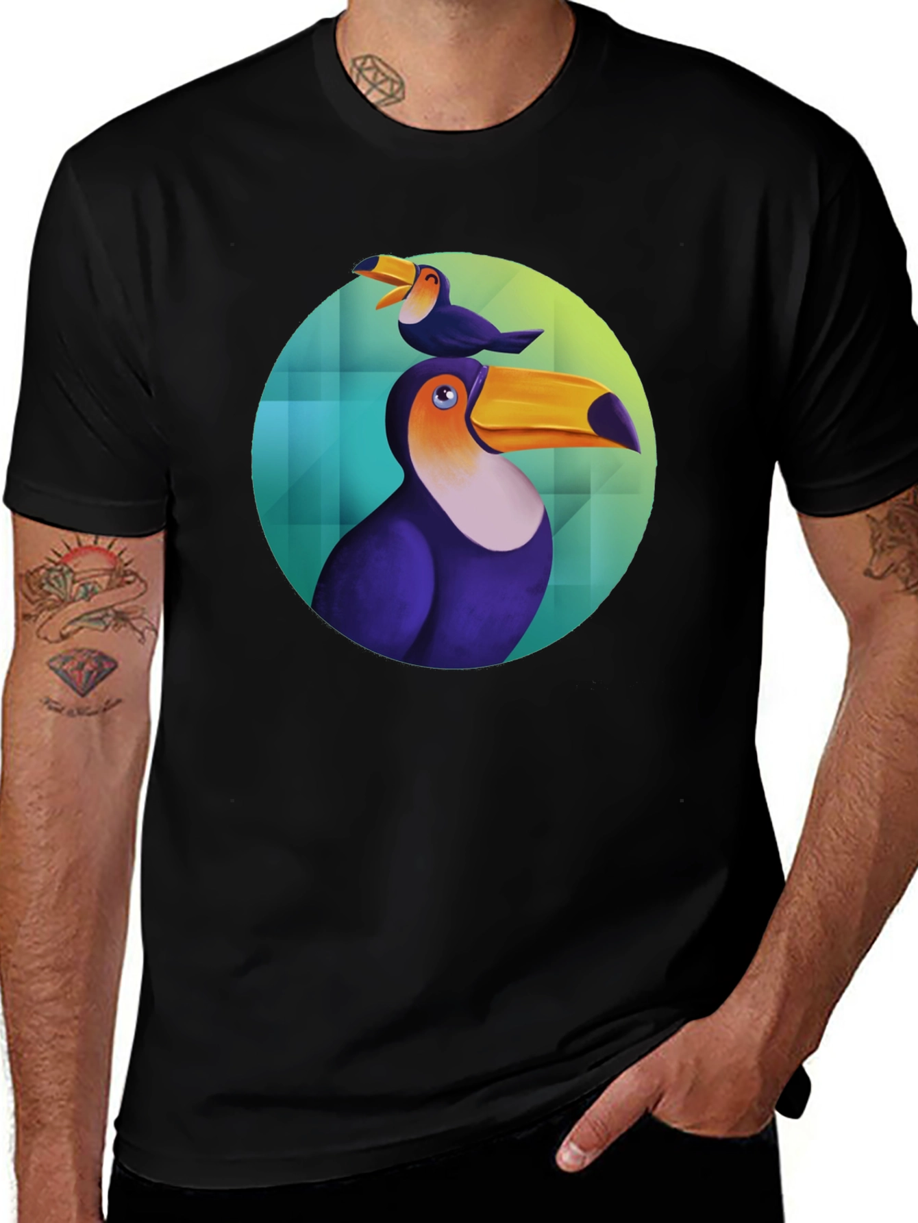 Variant 6 of Toucan Bird Graphic Black T-Shirt