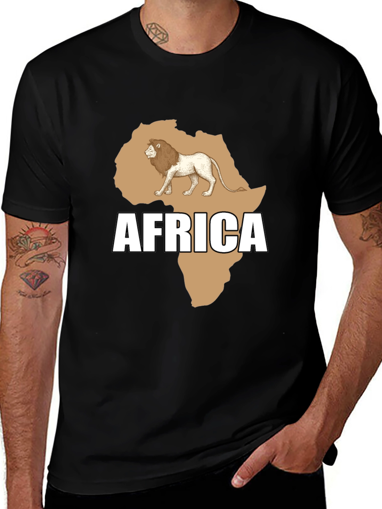 Variant 6 of Africa Lion Graphic T-Shirt - Stylish Black Tee