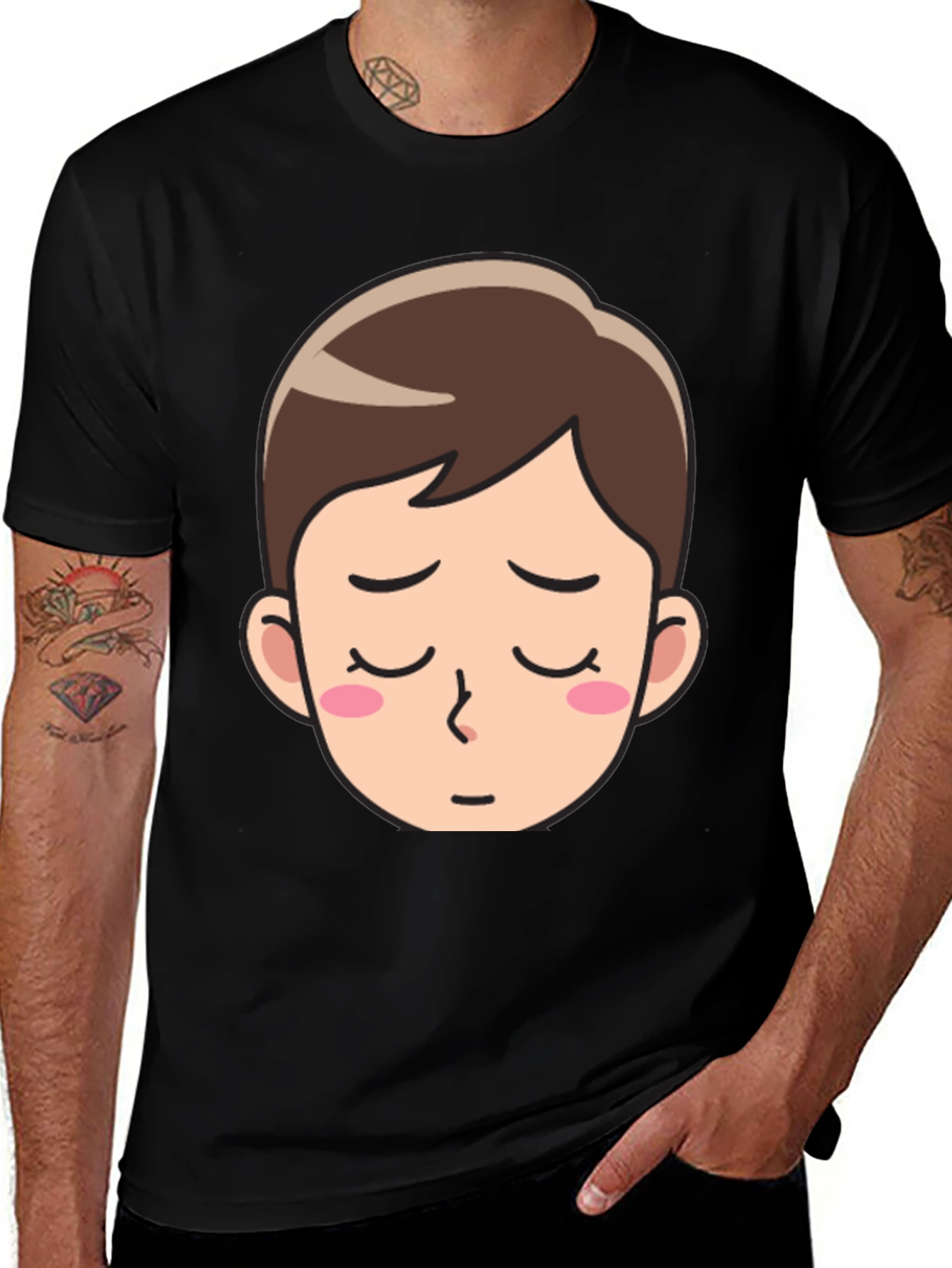 Variant 30 of Cartoon Face Black T-Shirt - Unisex Casual Wear