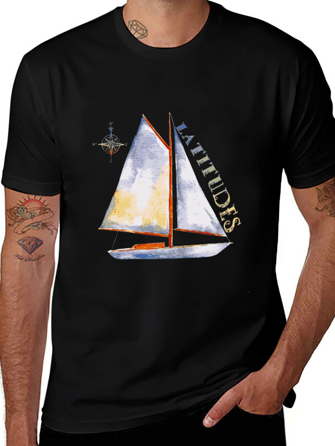 Variant 25 of Latitudes Sailboat Graphic Tee - Nautical Adventure Shirt