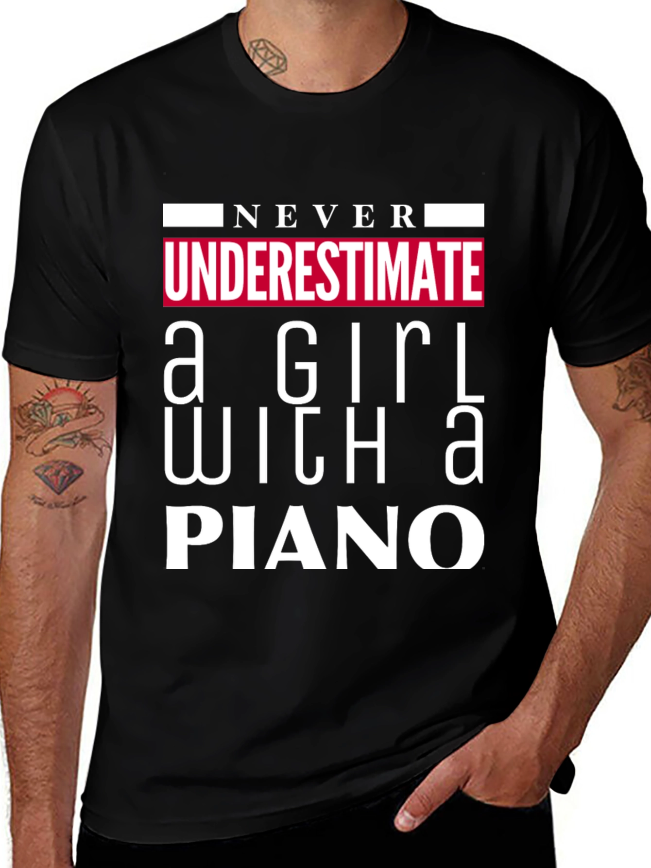 Variant 8 of Never Underestimate Girl With A Piano T-Shirt