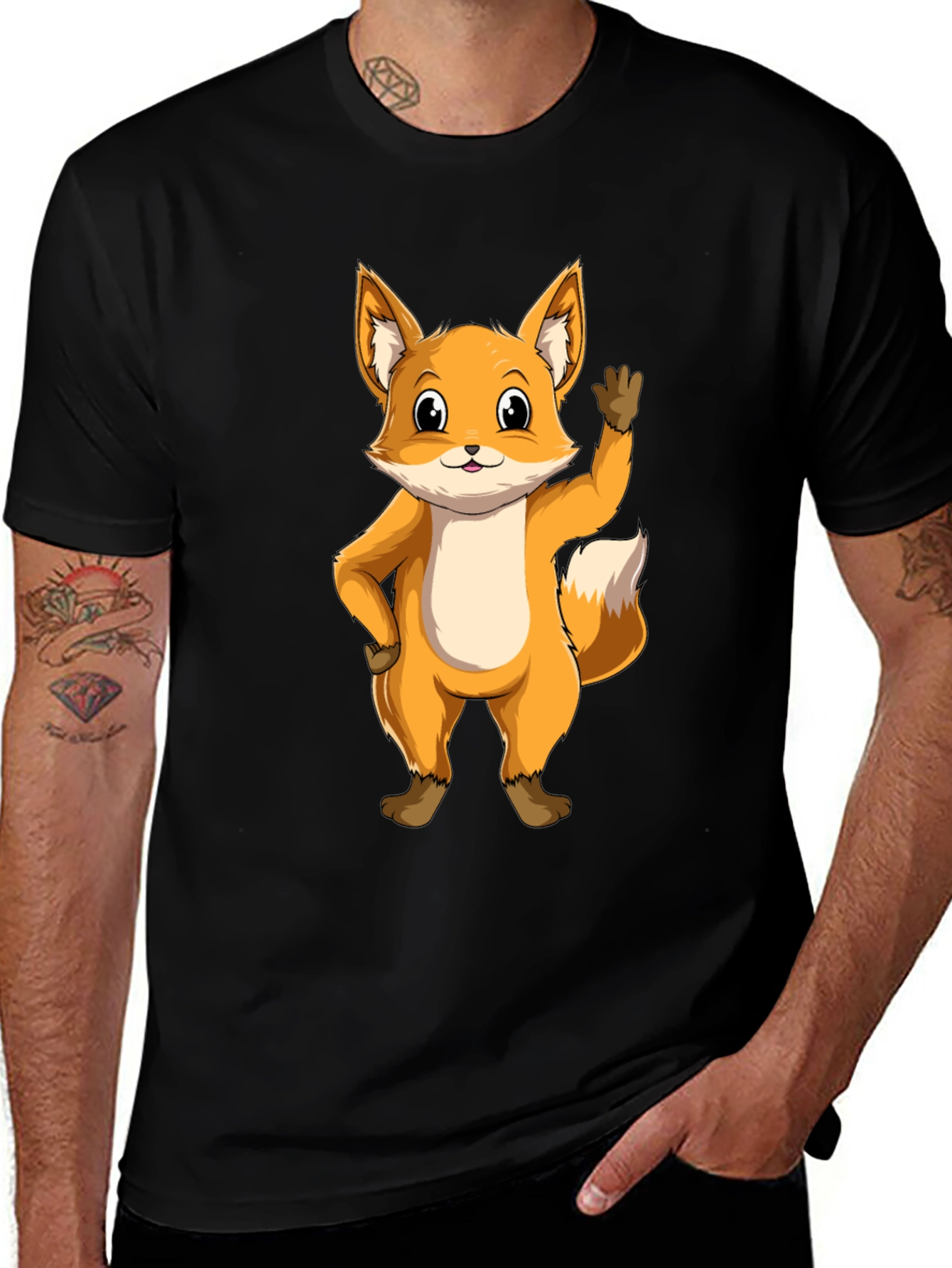Variant 12 of Cute Fox Graphic Tee - Black Unisex T-Shirt