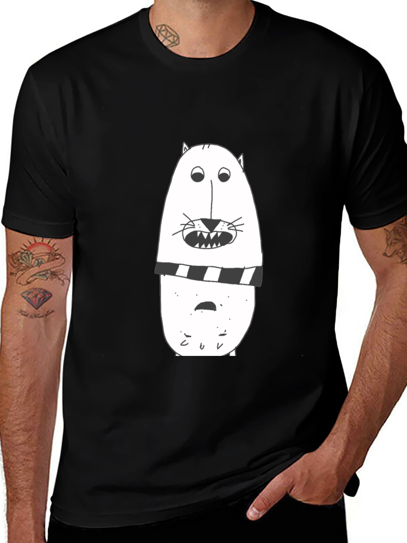 Variant 6 of Funny Cat T-Shirt - Quirky Cartoon Design
