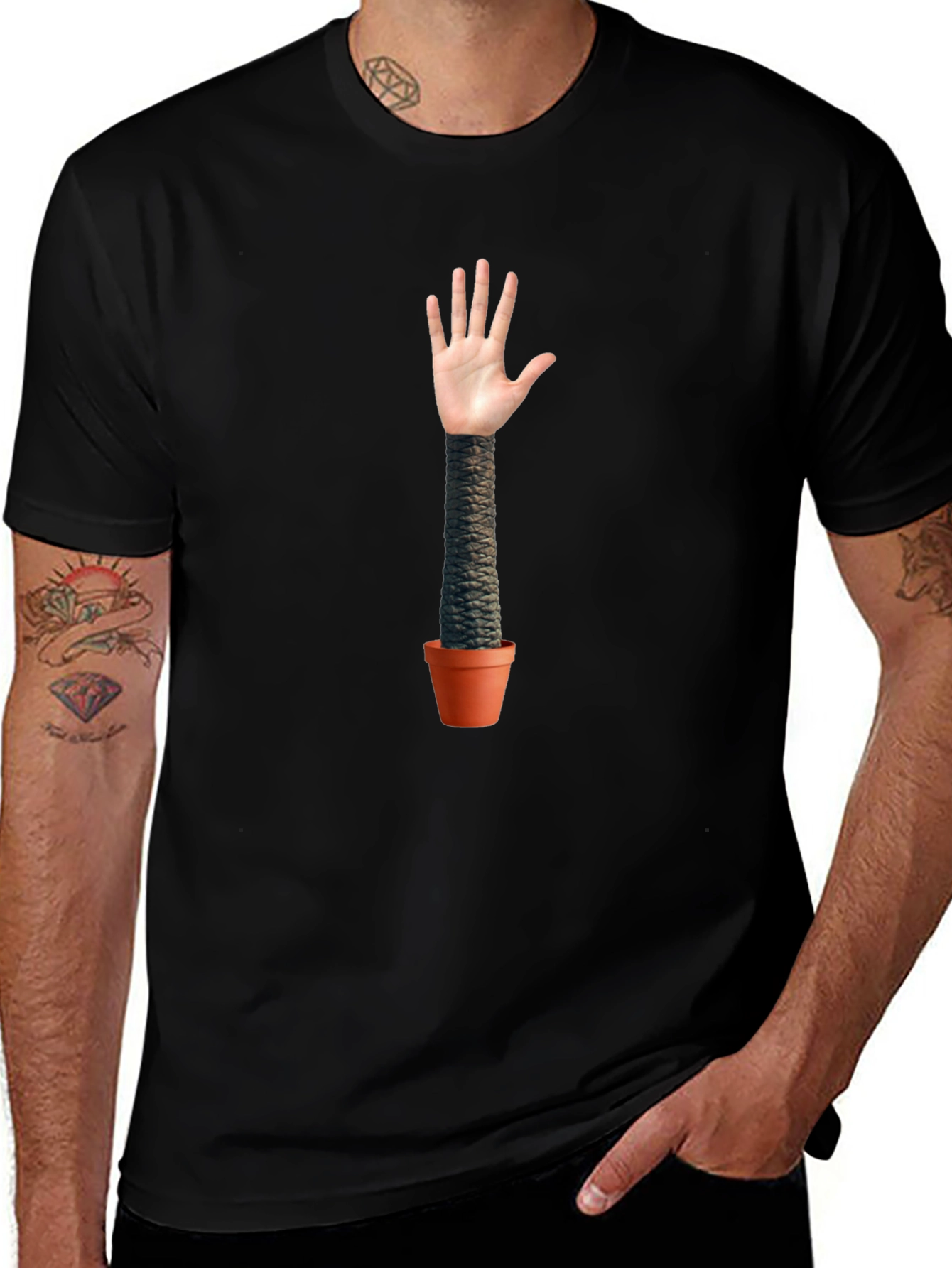 Variant 28 of Cactus Hand Funny T-Shirt